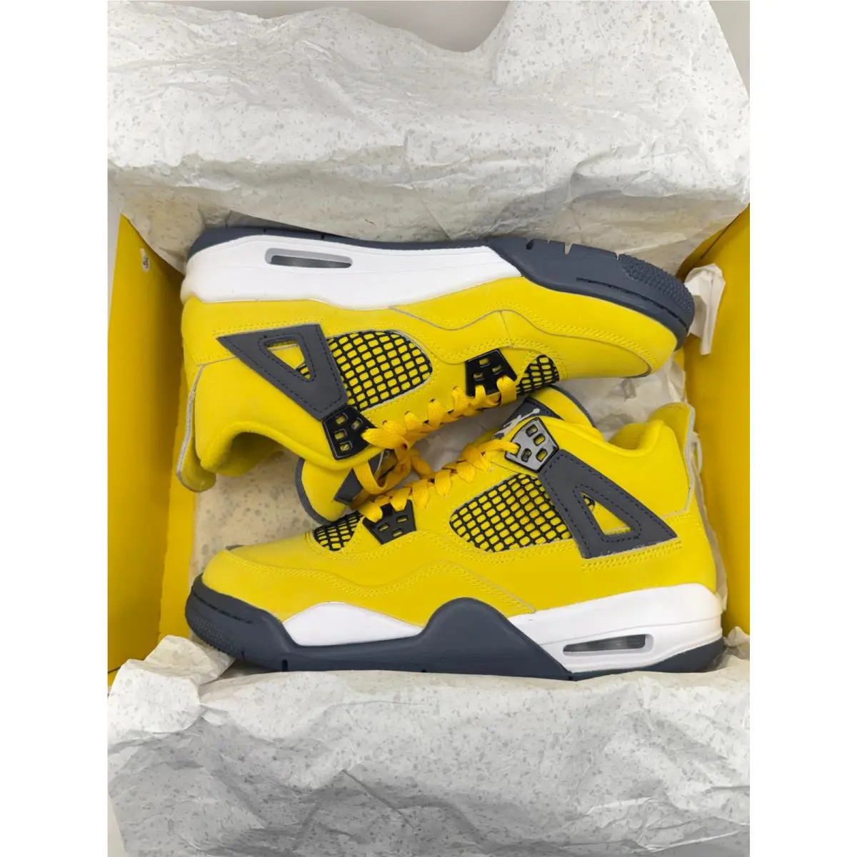 Nike shoes - Jordan 4 Retro - Retro - 408452-700 - Tour Yellow/White-Dark Blue Grey (UPC: 195238796112) 0