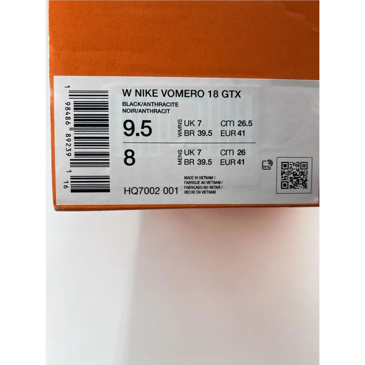 Nike shoes - Nike Vomero 18 - Vomero - HQ7002 001 - Black/Anthrecite (UPC: 198486892391) 8