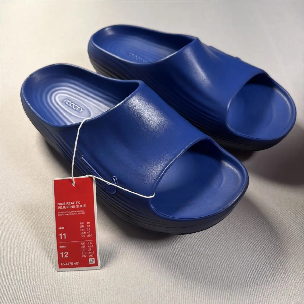 Nike Reactx Rejuven8 Slides HV4479-401 Hyper Royal Blue Sandals Mens Size 11
