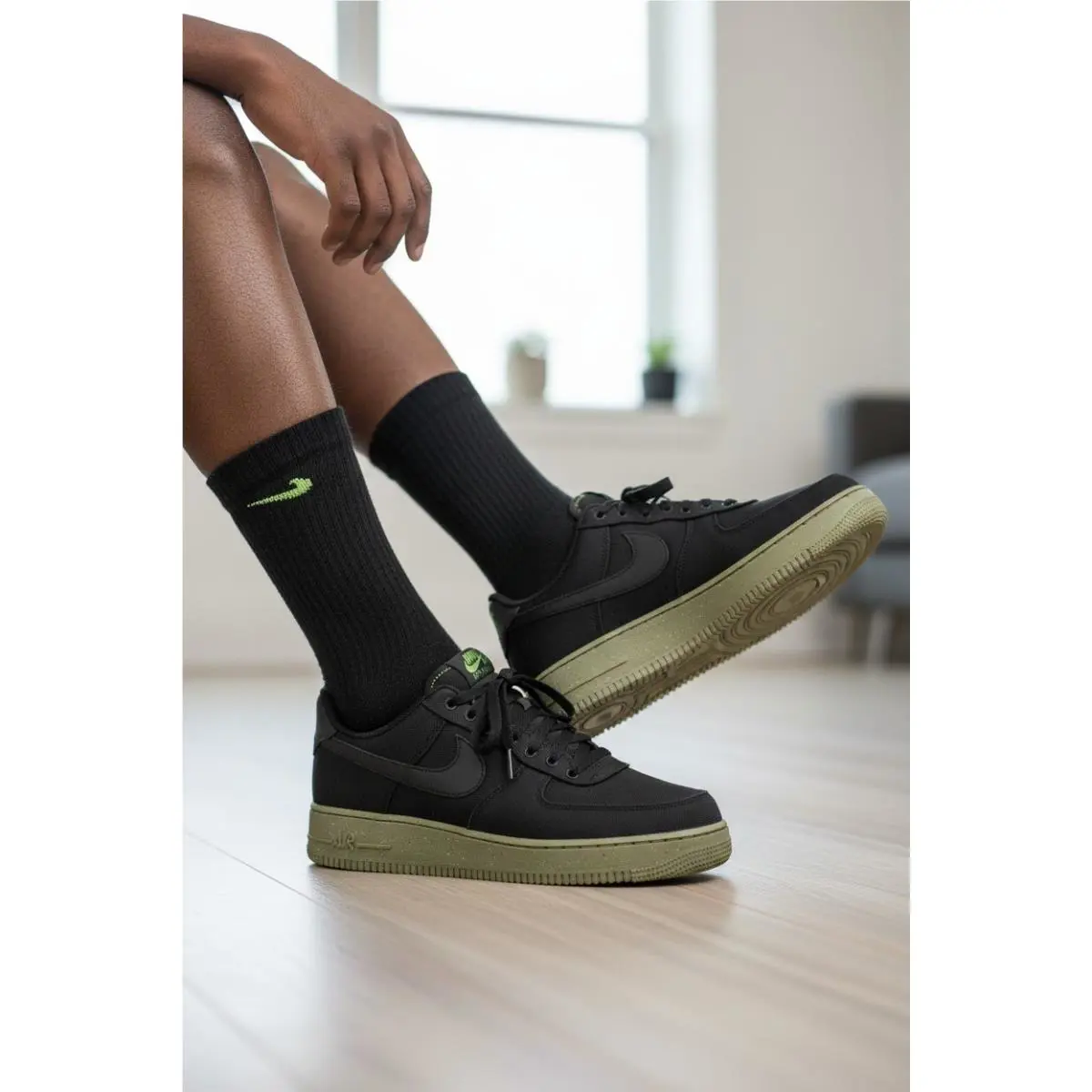 Nike shoes - Nike Air Force 1 - Air Force - FJ4160-001 - Black/Olive 1