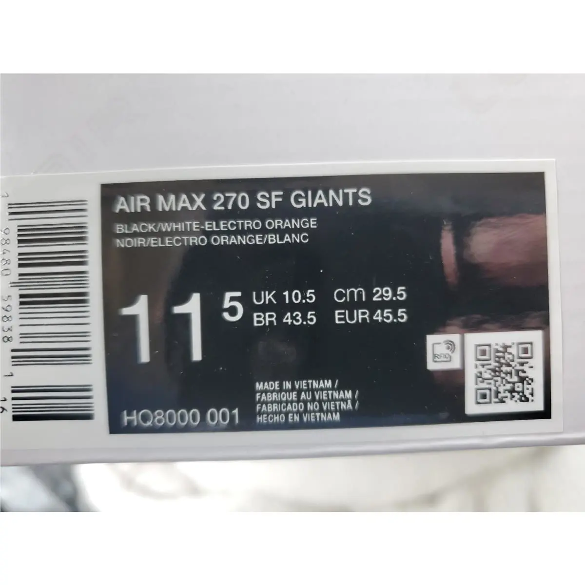 Nike shoes - Nike Air Max 270 - Air Max - HQ8000-001 - Black, Manufacturer: Black/White/Electro Orange 7