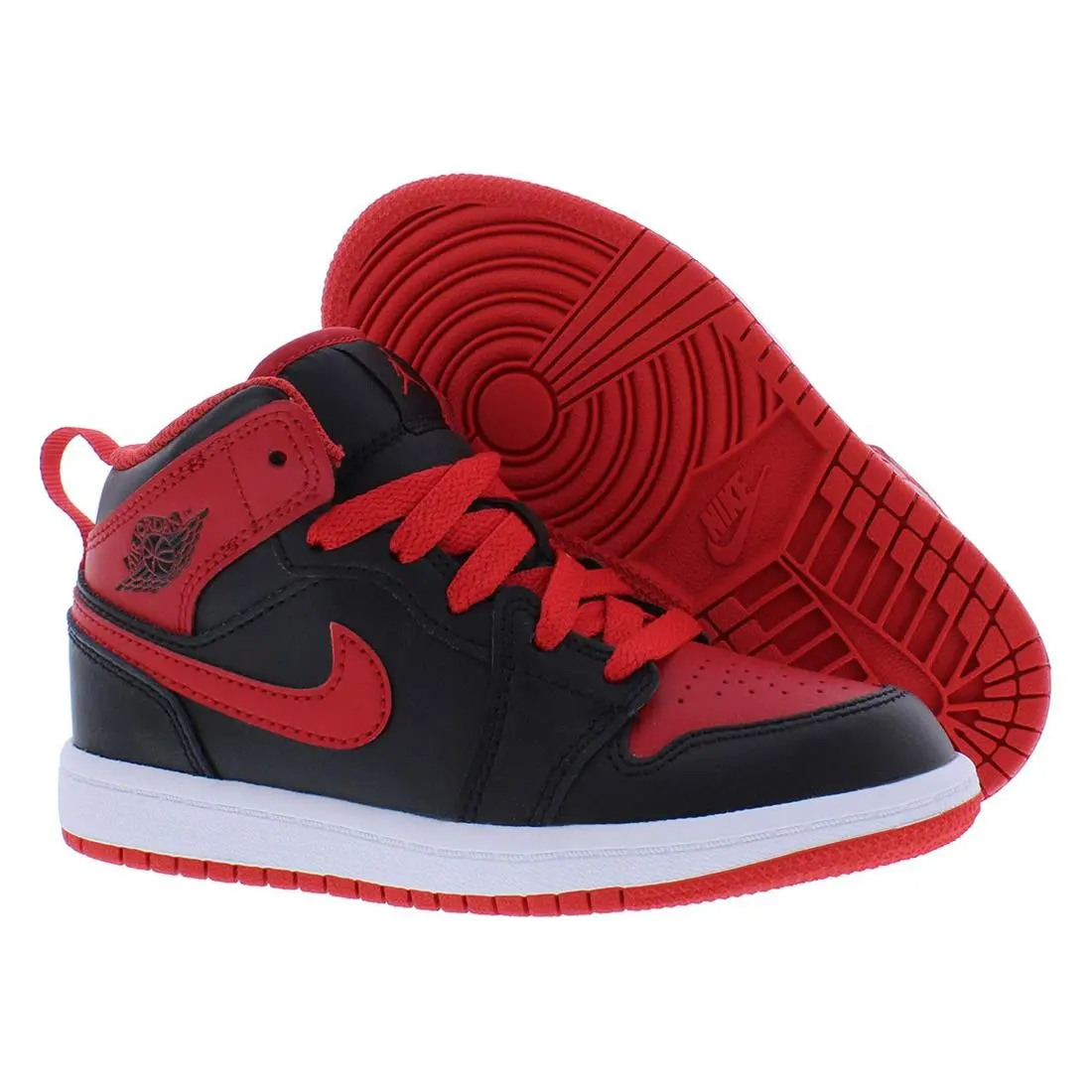 Nike Jordan 1 Mid PS Boys Shoes Size 11 Color: Black/fire Red/white