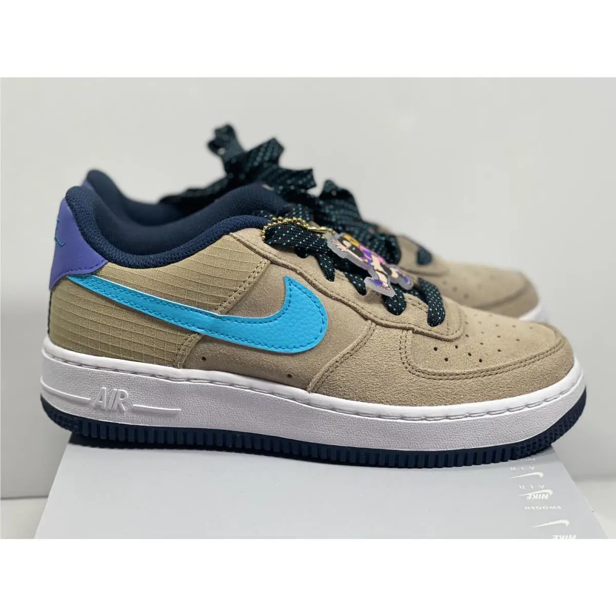 Nike shoes - Nike Air Force 1 `07 LV8 - KHAKI/BLUE FLURY -PERSIAN VIOLLET (UPC: 193654857530) 1