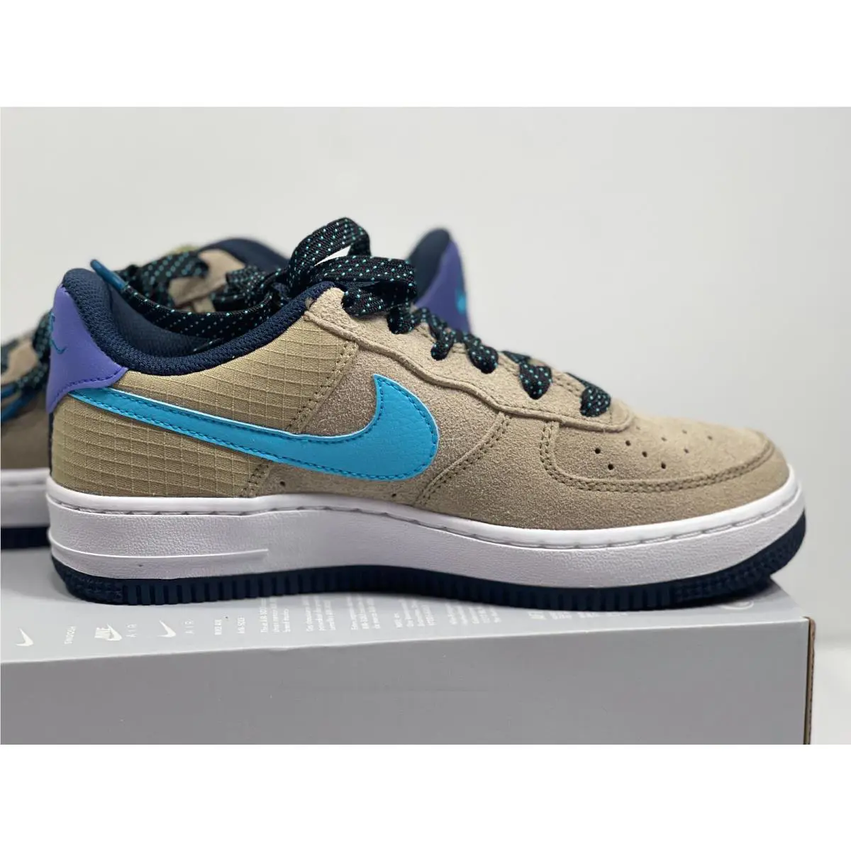 Nike shoes - Nike Air Force 1 `07 LV8 - KHAKI/BLUE FLURY -PERSIAN VIOLLET (UPC: 193654857530) 5