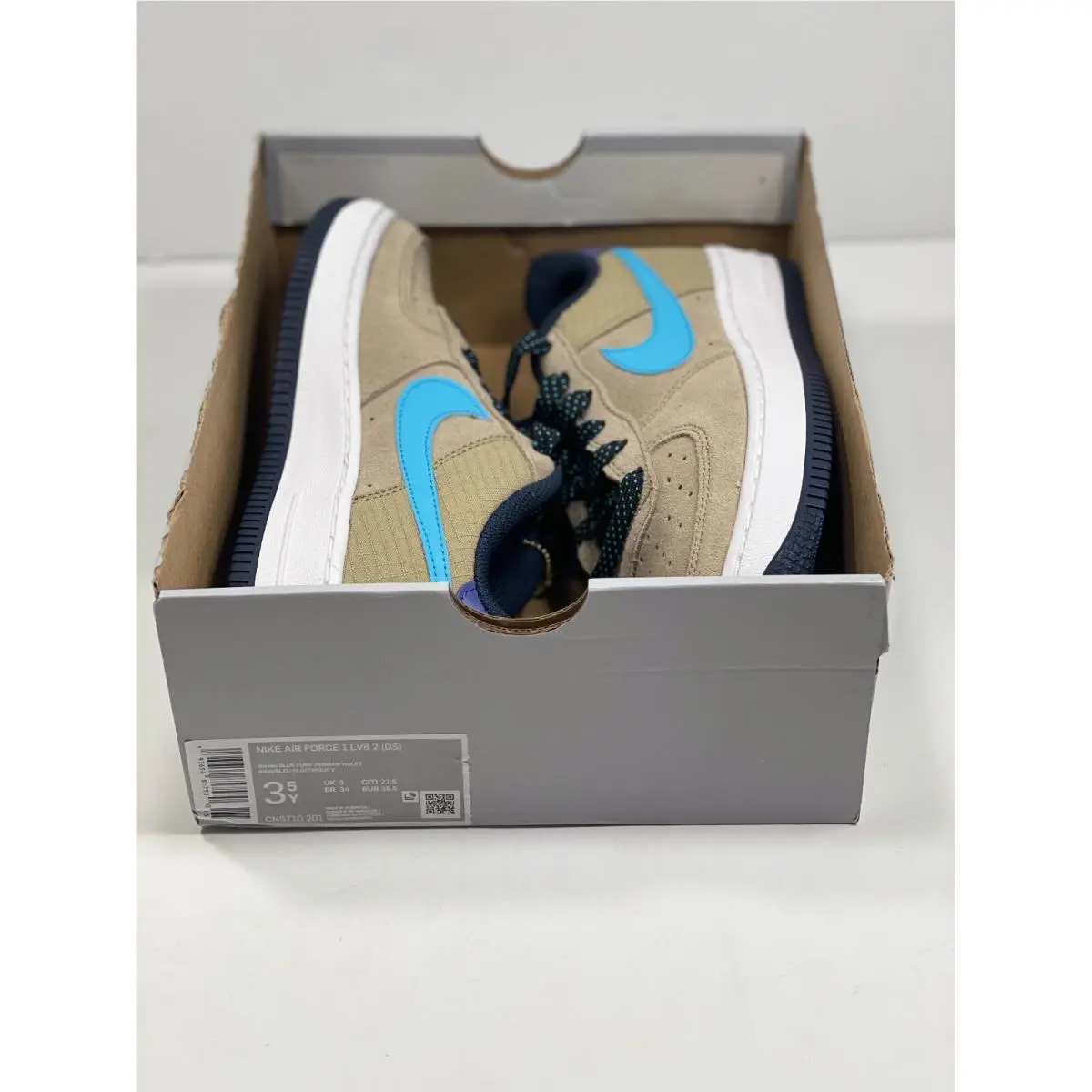 Nike shoes - Nike Air Force 1 `07 LV8 - KHAKI/BLUE FLURY -PERSIAN VIOLLET (UPC: 193654857530) 7