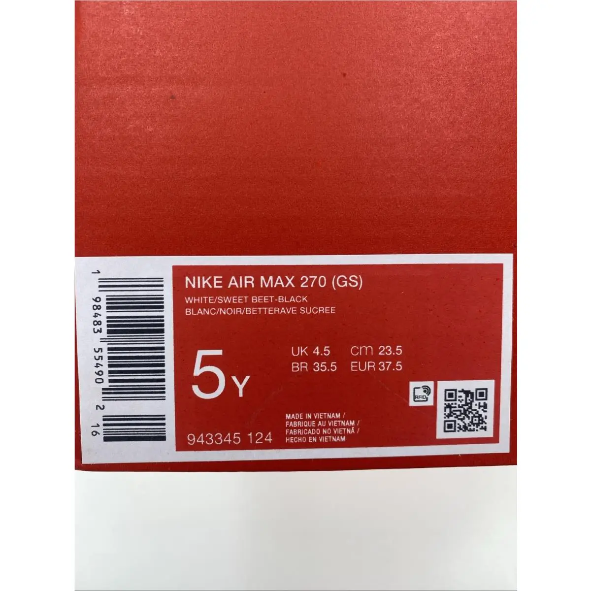 Nike shoes - Nike Air Max 270 - Air Max - 943345 124 - White/Sweet Beet-Black (UPC: 198483554902) 8