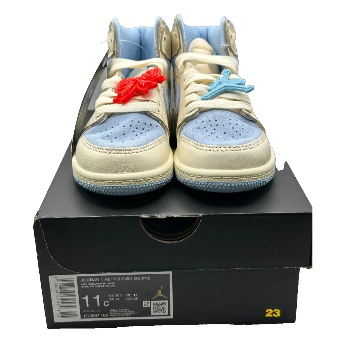 Nike Jordan 1 Retro High OG PS Pale Ivory / Psychic Blue 11c FD2597 102