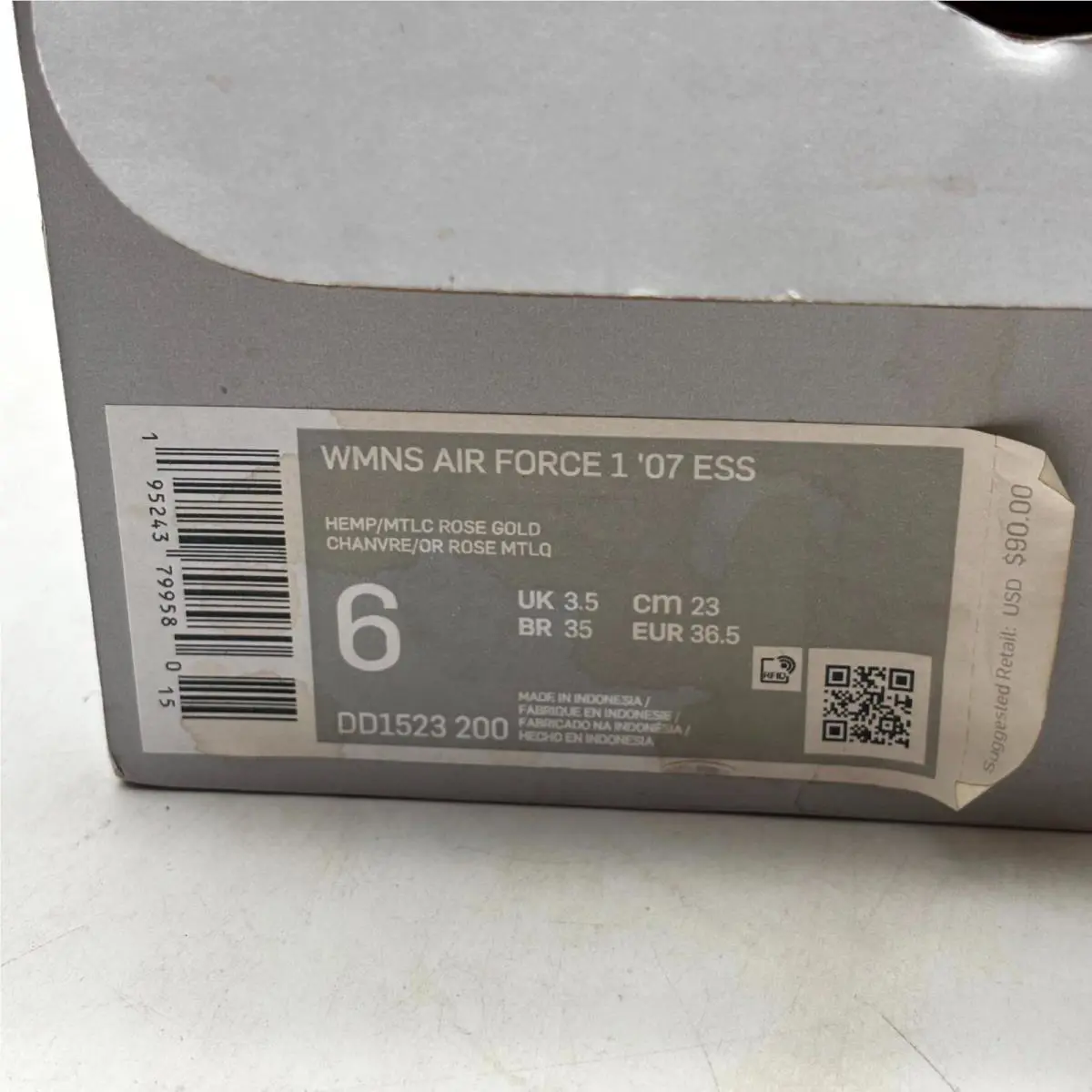 Nike shoes - Nike Air Force 1 `07 DD1523-200 - DD1523-200 - Hemp Rose Gold (UPC: 195243799580) 7