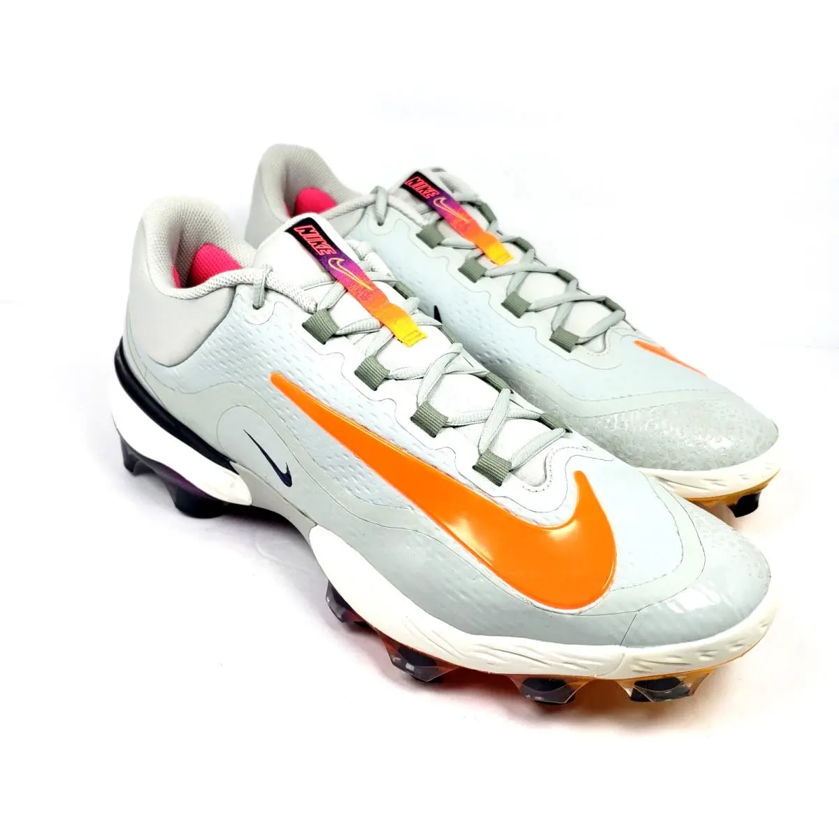 Nike Alpha Huarache El 4 LW Mcs Nrg Mens Size 16 Silver Orange Baseball Cleats