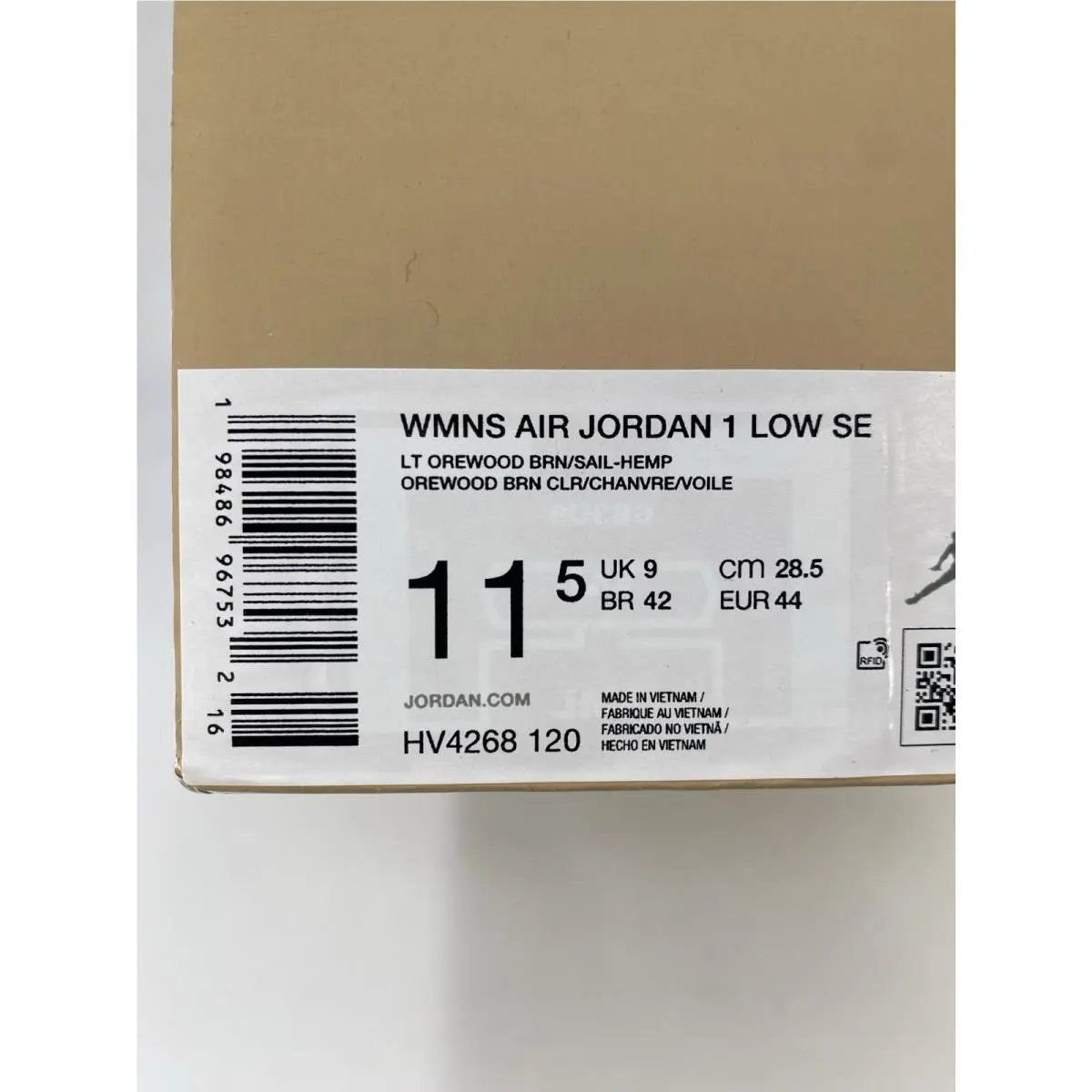 Nike shoes - Air Jordan 1 Low SE - HV4268 120 - LT Orewood Brn/Sail-Hemp (UPC: 198486967532) 8