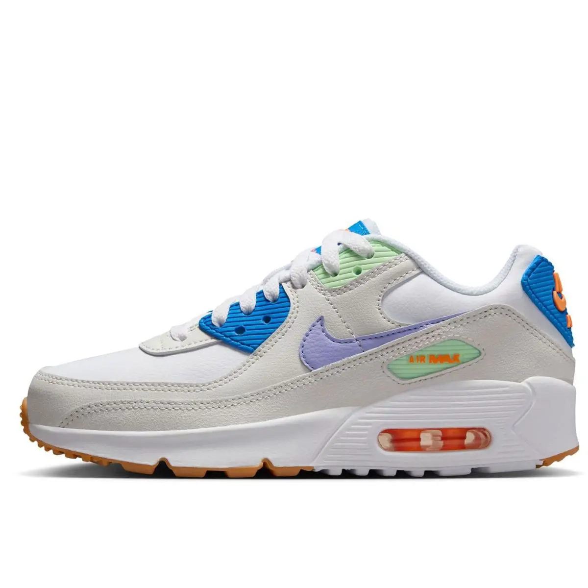 Big Kid`s Nike Air Max 90 Ltr White/purple Pulse-phantom CD6864 128 - 6.5 - White/Purple Pulse-Phantom