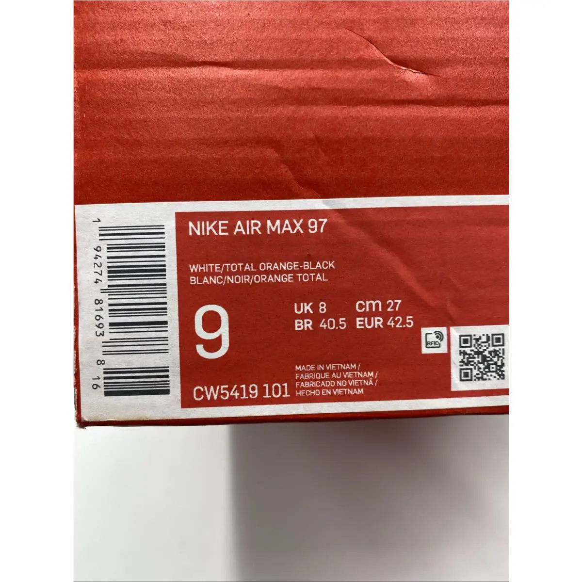 Nike shoes - Nike Air Max 97 - Air Max - CW5419 101 - White/Total Orange-Black (UPC: 194274816938) 6