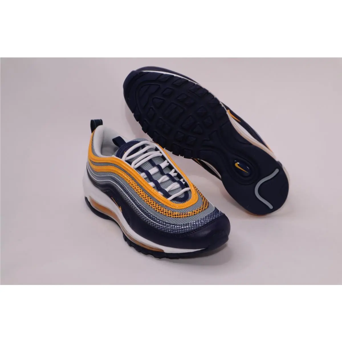 Nike Air Max 97 SE Running Shoes Laser Orange/yellow Navy AQ4126-401 Mens Sz 7.5