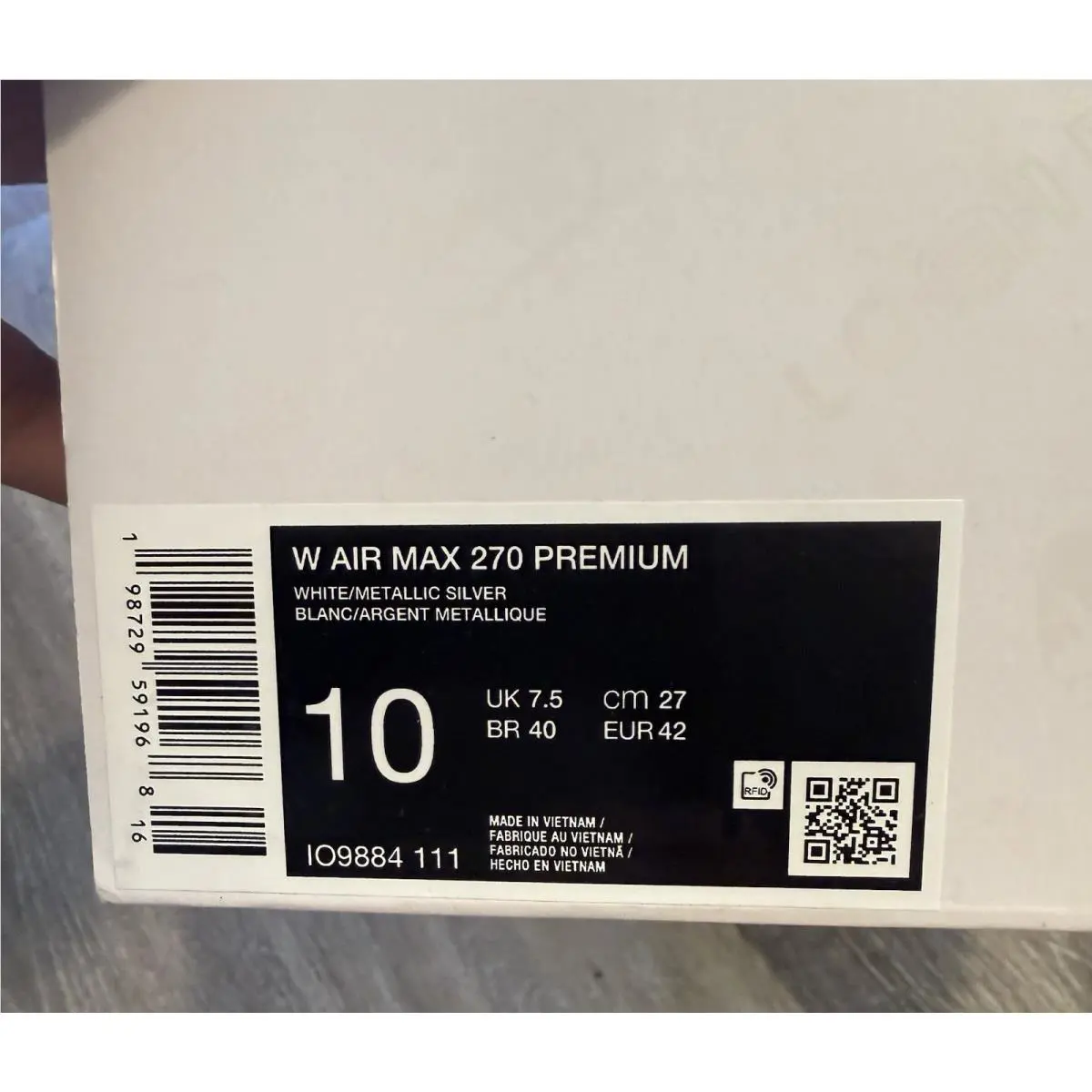 Nike shoes - Nike Air Max 270 Premium - IO9884-111 - White / Pink Foam / Pearl Pink / Metallic Silver (UPC: 198729591968) 10