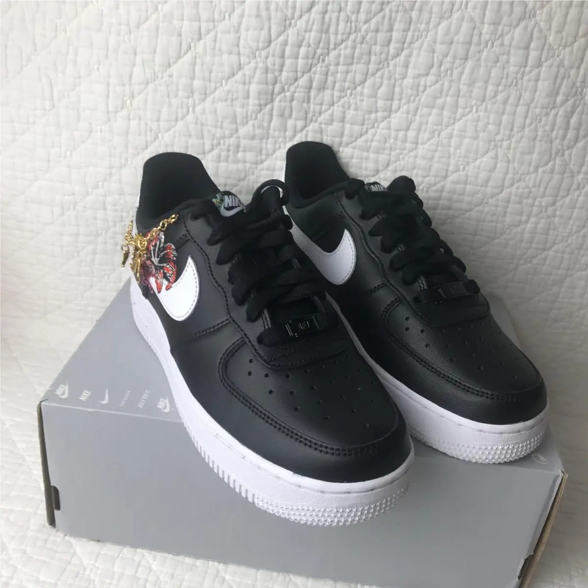 Nike shoes - Nike Air Force 1 - Air Force - IB6644-001 - black white metallic gold 8