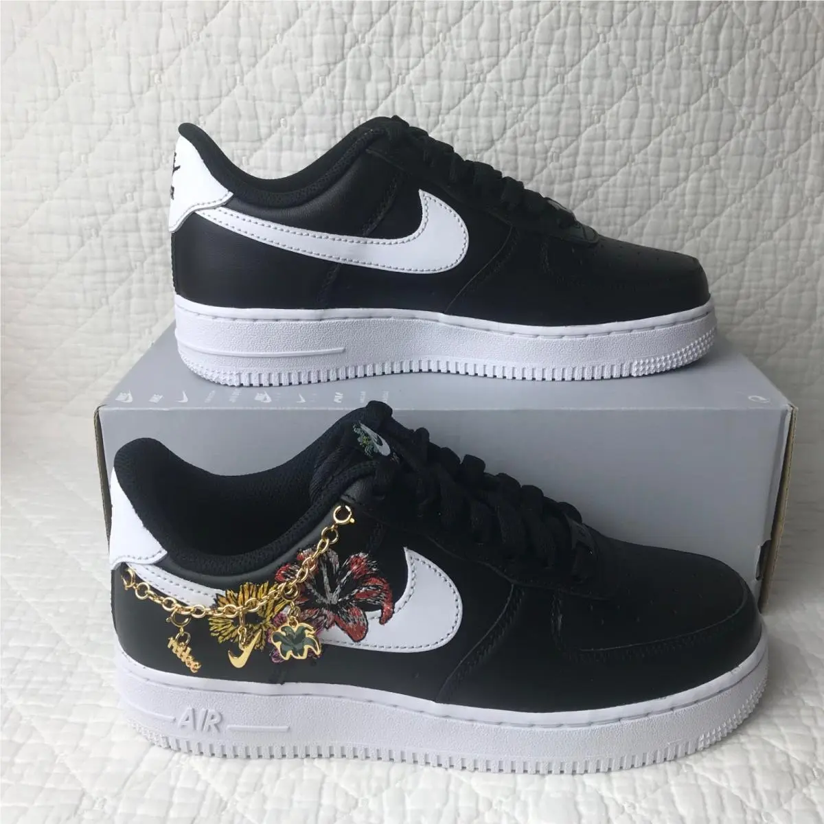 Nike shoes - Nike Air Force 1 - Air Force - IB6644-001 - black white metallic gold 0