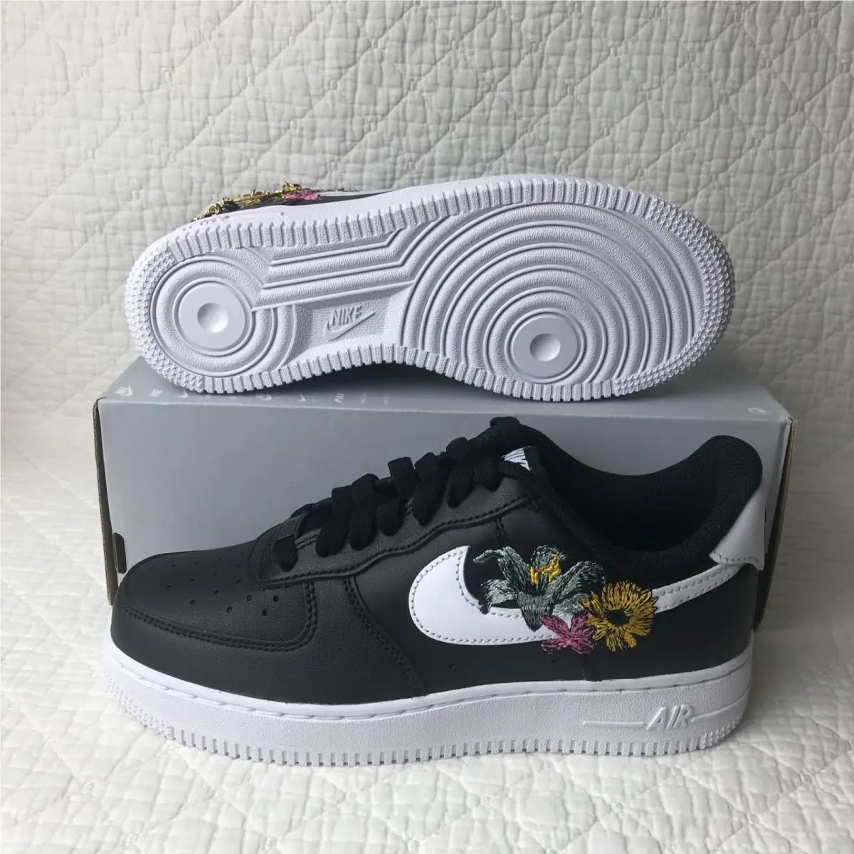 Nike shoes - Nike Air Force 1 - Air Force - IB6644-001 - black white metallic gold 2