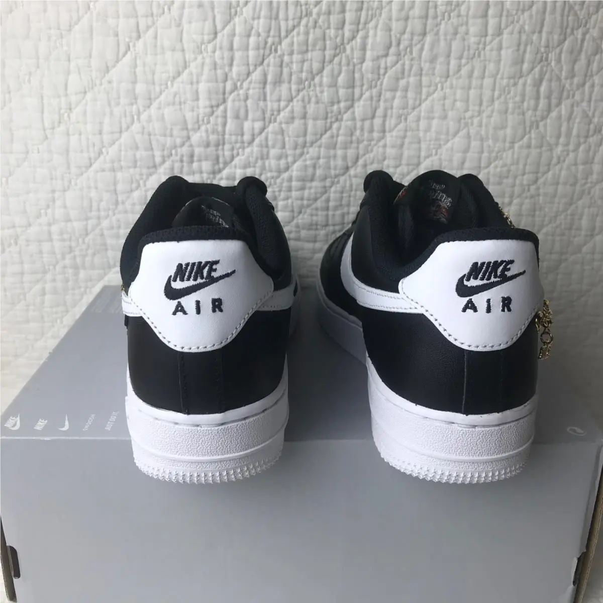 Nike shoes - Nike Air Force 1 - Air Force - IB6644-001 - black white metallic gold 4