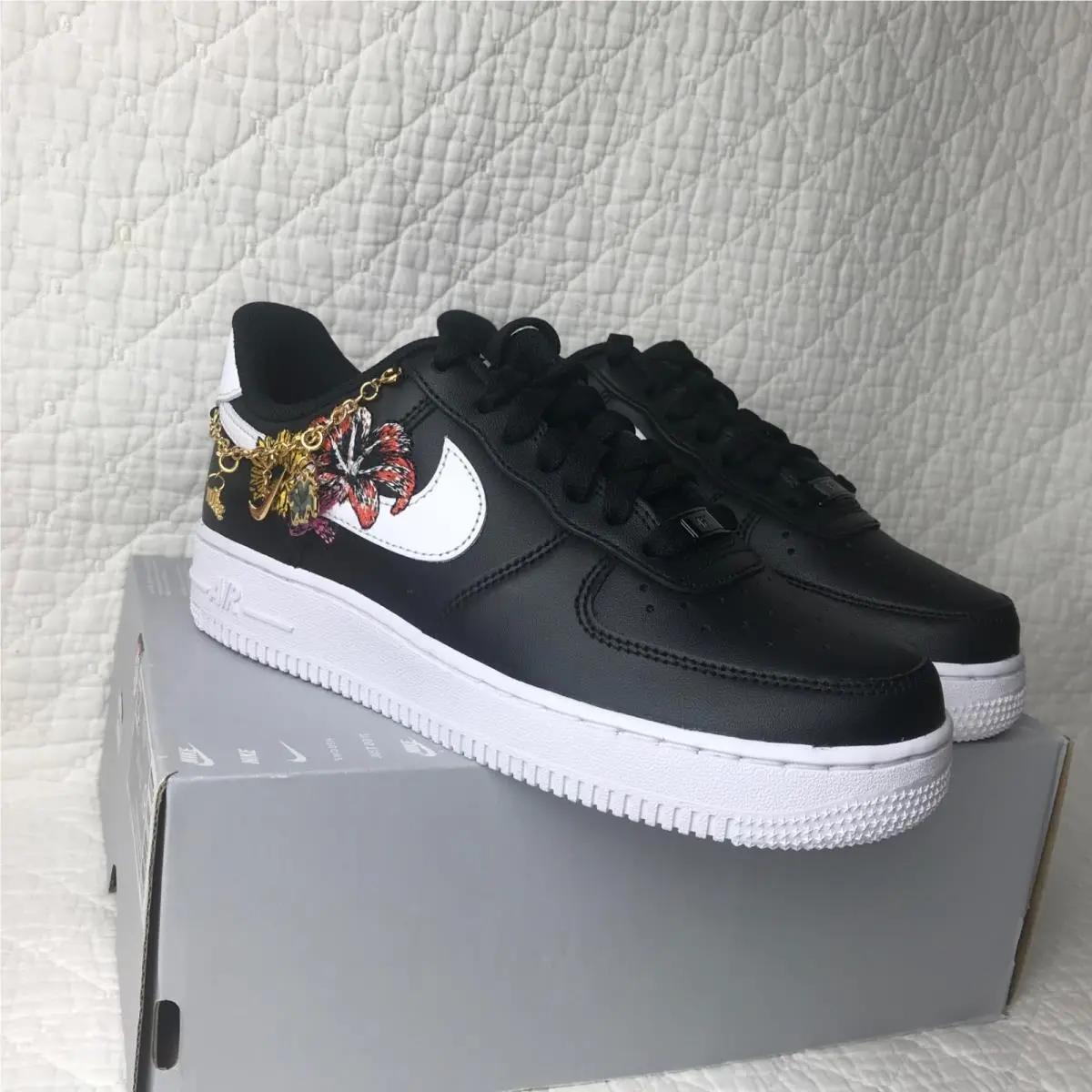Nike shoes - Nike Air Force 1 - Air Force - IB6644-001 - black white metallic gold 7