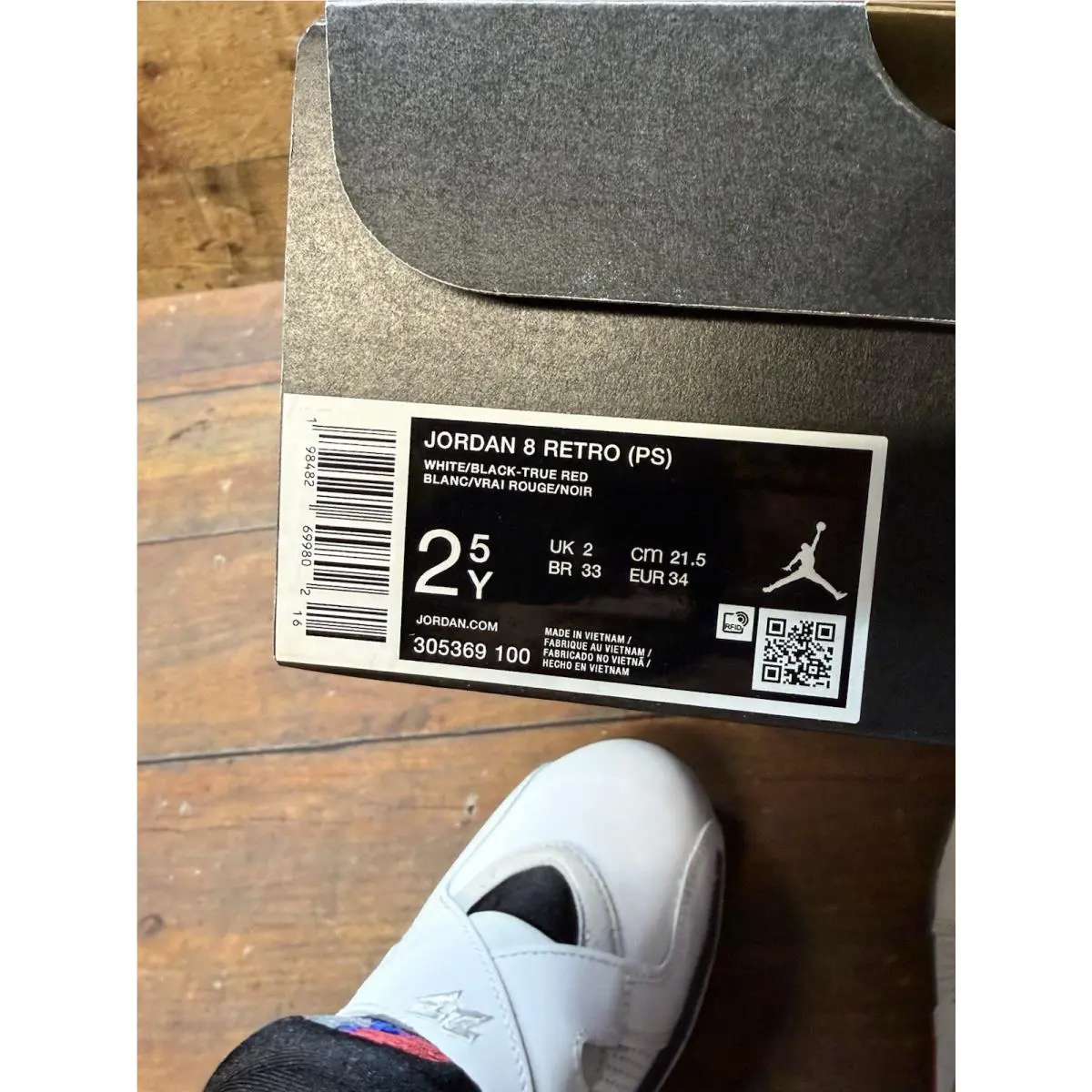 Nike shoes - Jordan 8 Retro PS - Retro - White / Black-True Red (UPC: 198482703479) 6