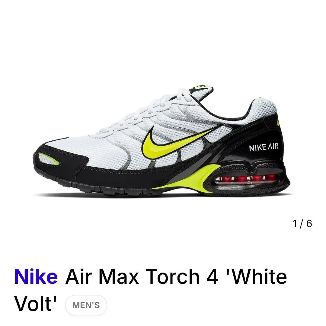 Nike Air Max Torch 4 White Volt Black CK0061-100 Running Shoe Men Size 10.5 - White
