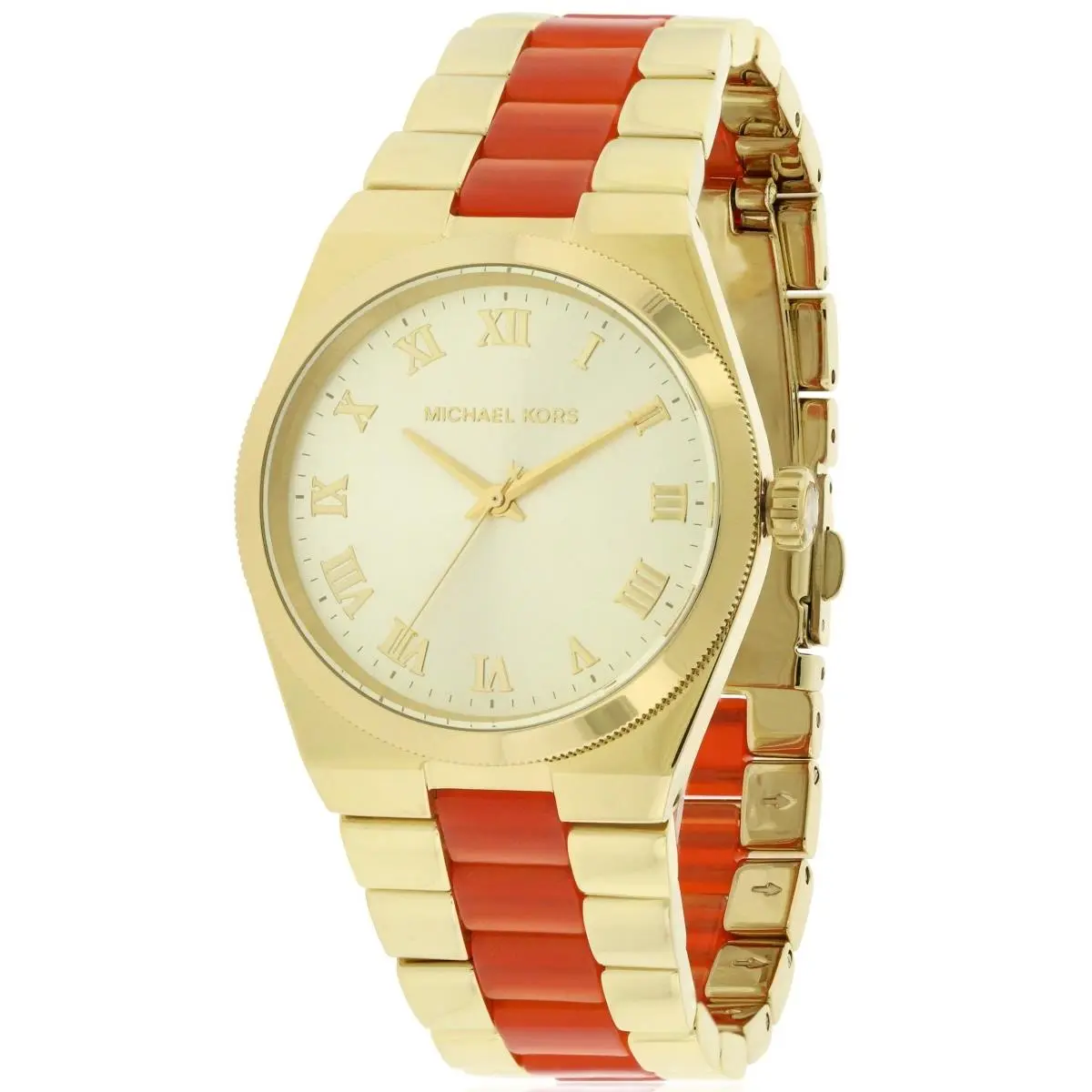 Michael Kors Channing Gold Women`s Watch 100m WR 38mm Quartz Gold Dial MK6153