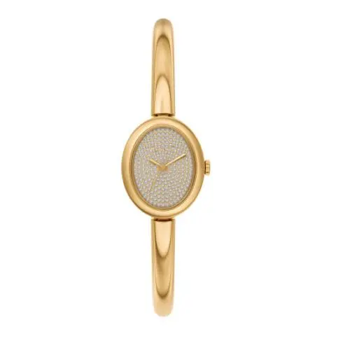 Michael Kors Maude Gold Dial Strap Oval 24MM Women`s Watch MK7593 - Dial: Gold, Band: Gold, Bezel: Gold