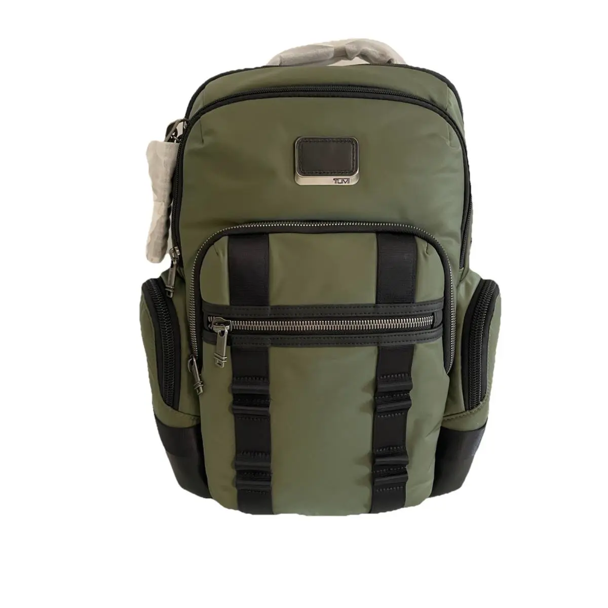 Tumi Bravo Nathan Backpack Forest Green Expandable Nylon Leather Laptop Bag