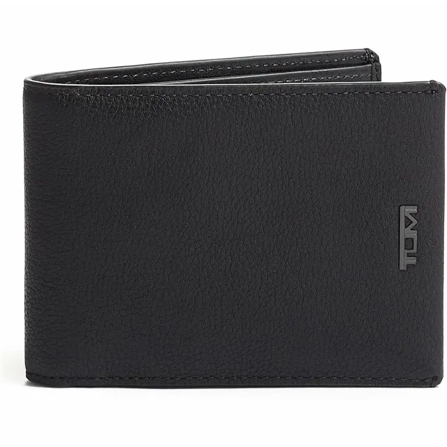 Tumi Mens Wallet Black Pebbled Leather Slim Billfold Bifold