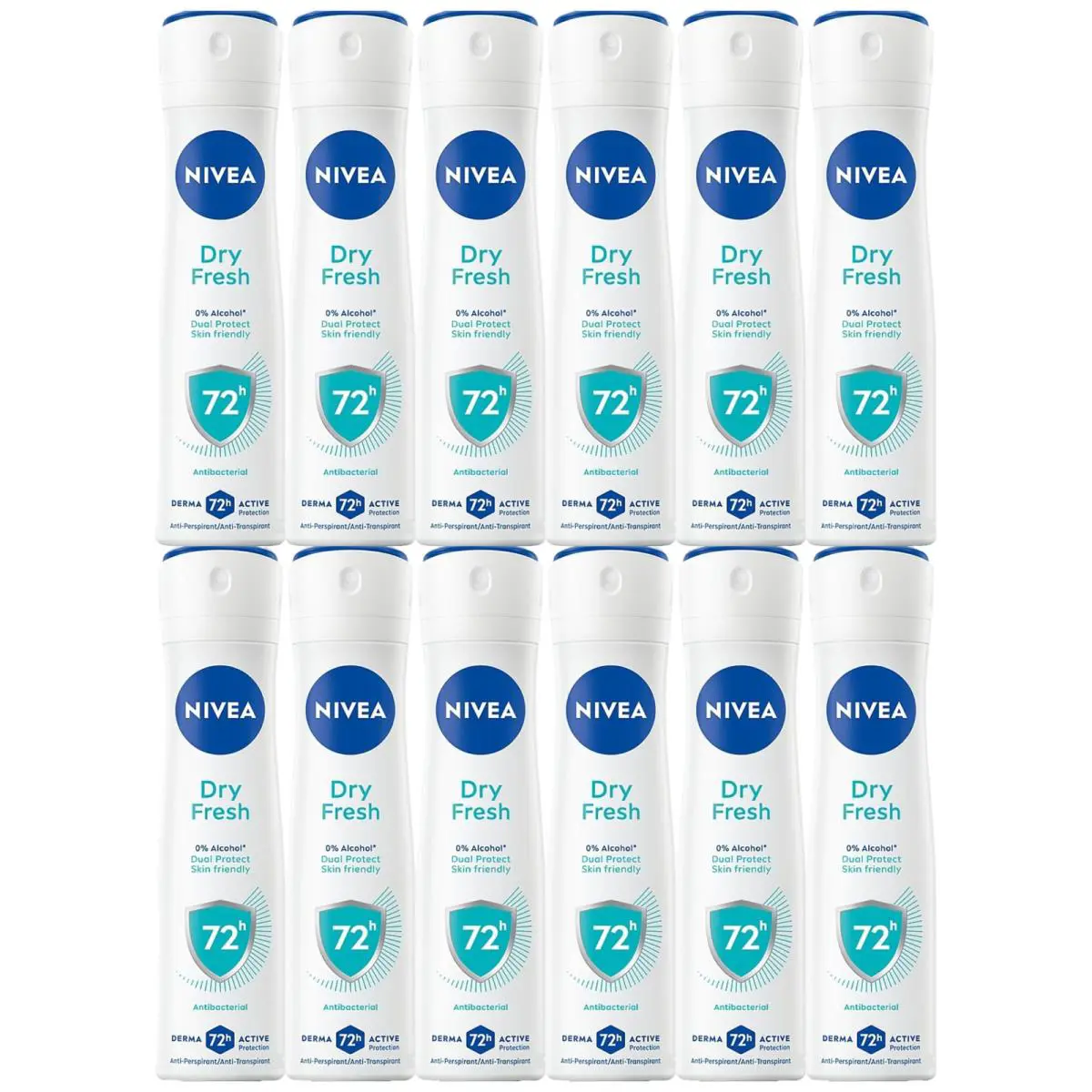 Nivea Dry Fresh 72 Hour Antibacterial Anti-perspirant Spray 200ml Pack of 12