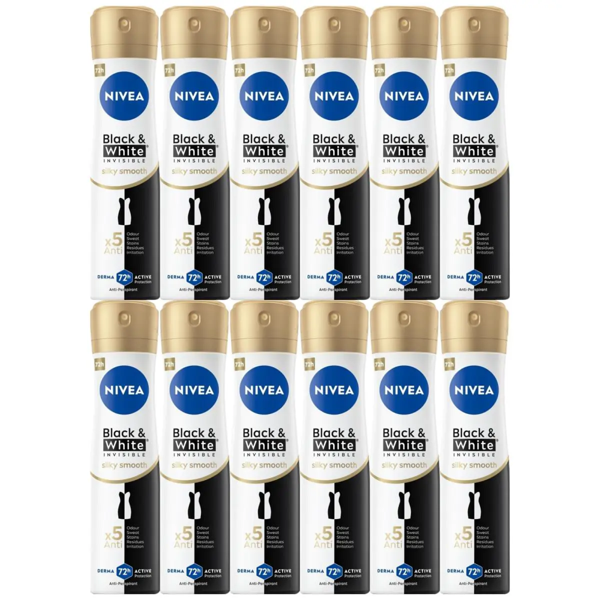 Nivea Black White Invisible Silky Smooth Spray 6.76oz. 200ml Pack of 12