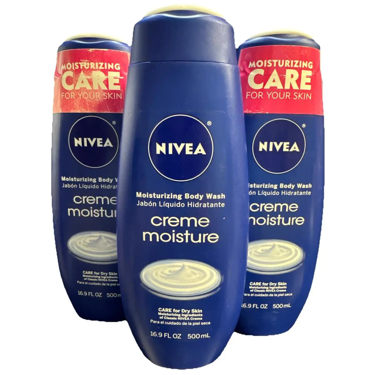 3/nivea Creme Moisture For Dry Skin Body Wash 16.9oz ea Scuffed Exterior