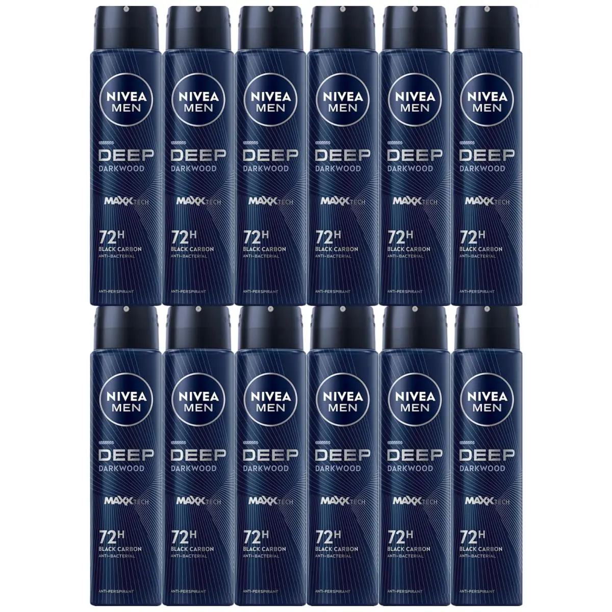 Nivea Men Deep Darkwood Maxxtech 72 Hour Spray 6.76oz. 200ml Pack of 12