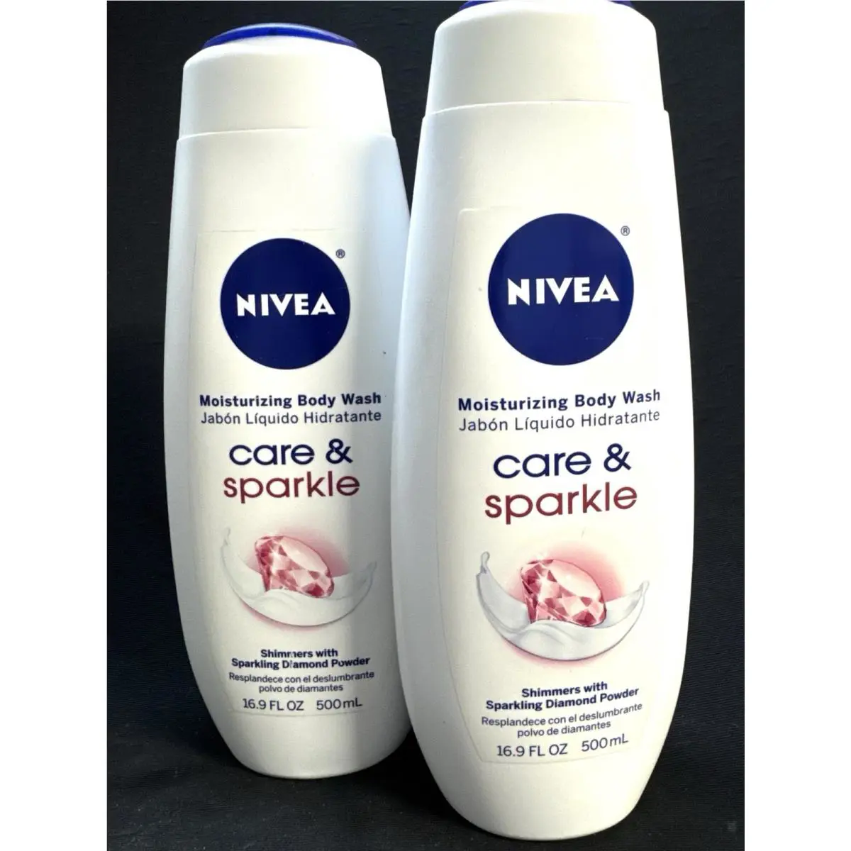 2 Nivea Care Sparkle Moisturizing Body Wash 16.9oz Scuffed Exterior