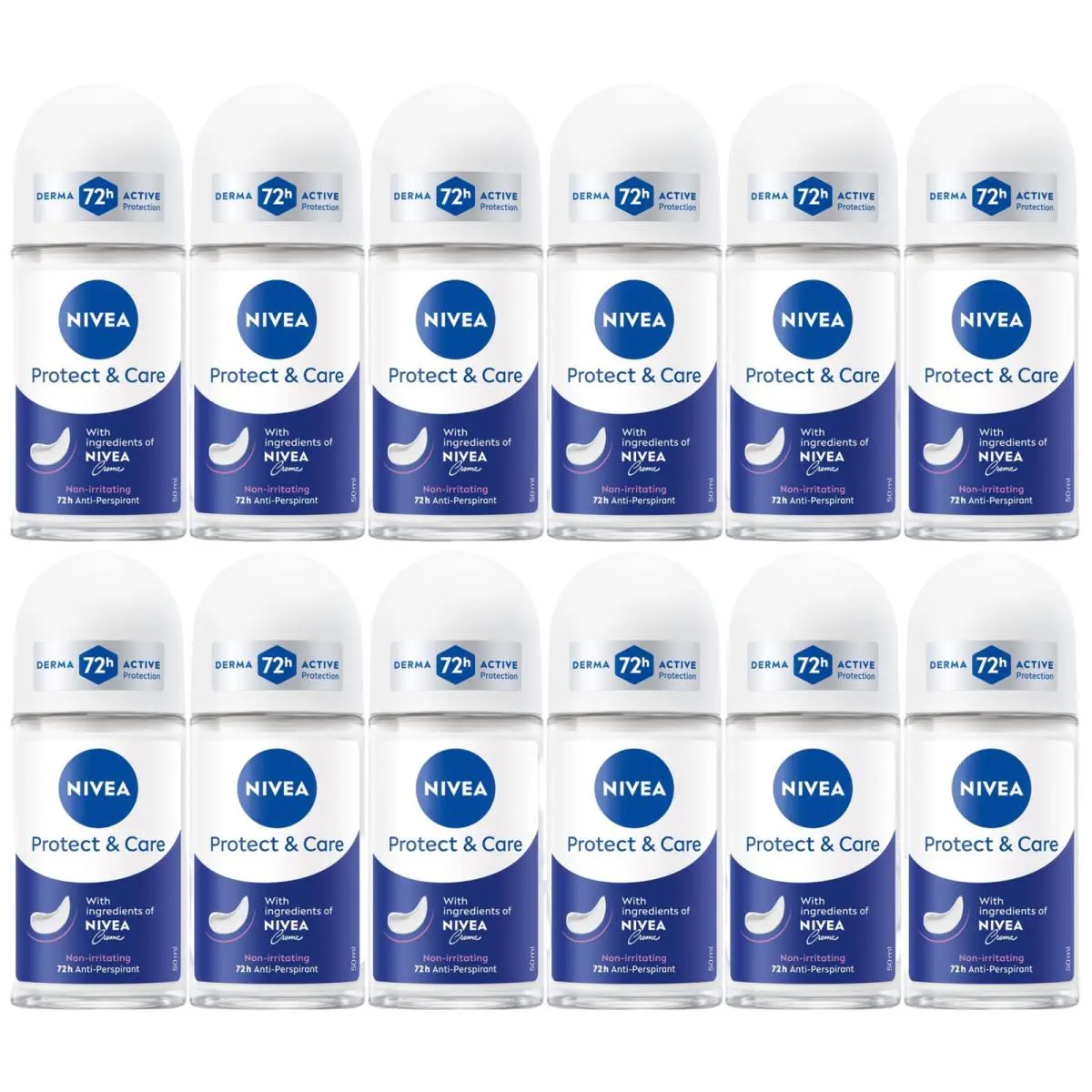Nivea Protect Care w/ Nivea Cream 72Hr Non-irritating 1.7oz Pack of 12