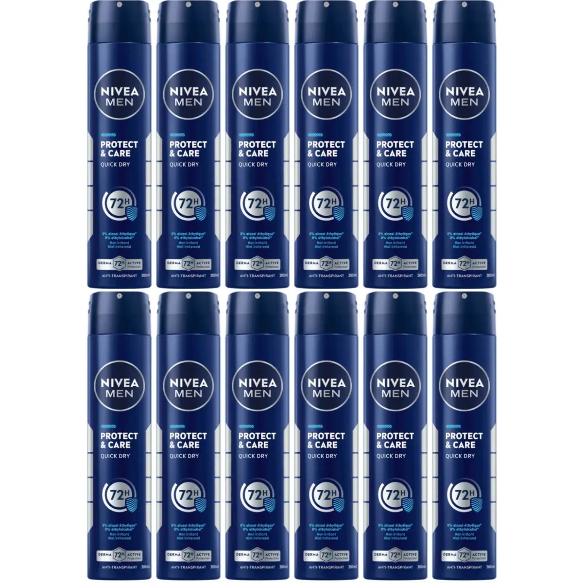 Nivea Men Protect Care Quick Dry Anti-transpirant Spray 200ml Pack of 12