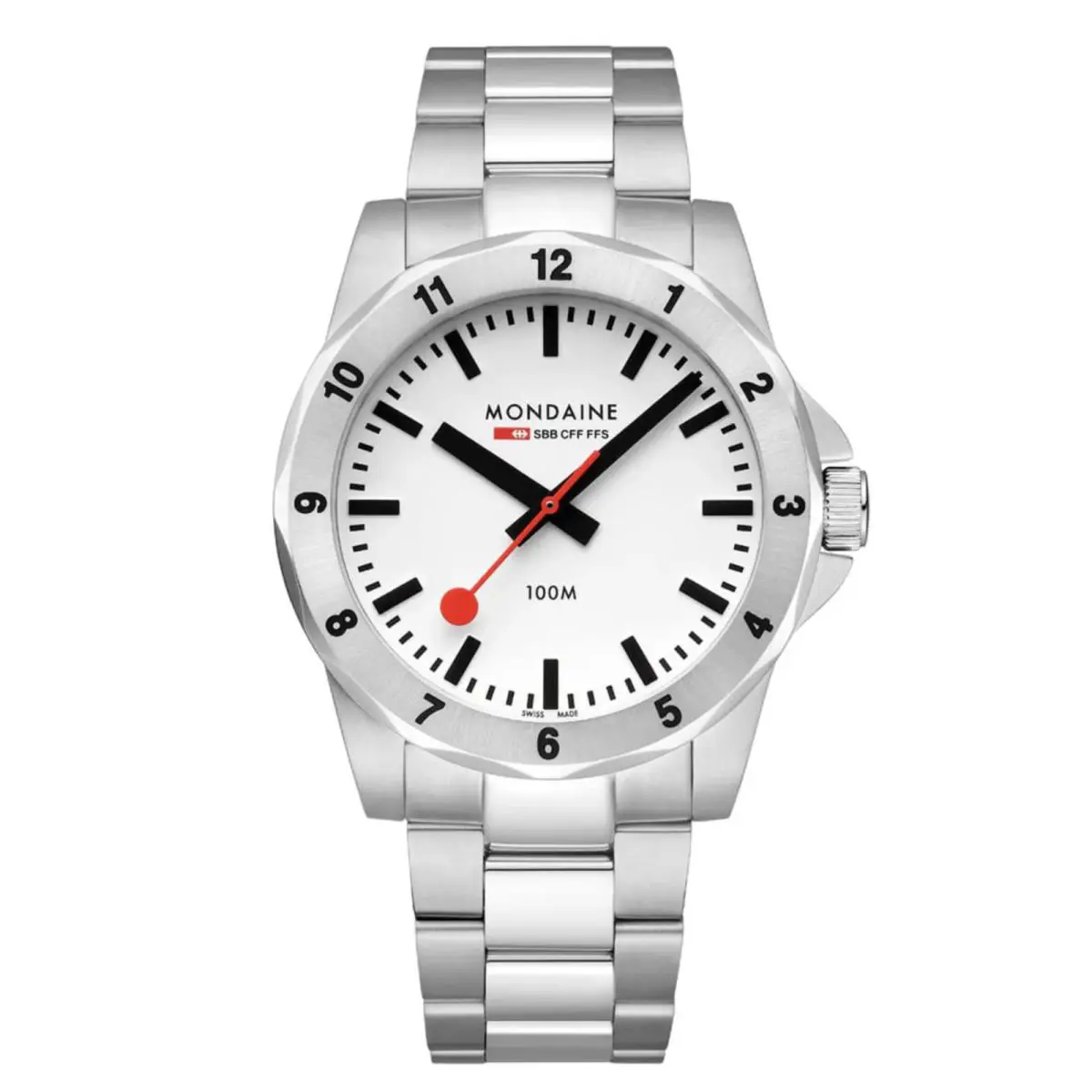 Mondaine MSN.4211B.SK Numeri 42 mm Steel White Dial Quartz Men`s Watch