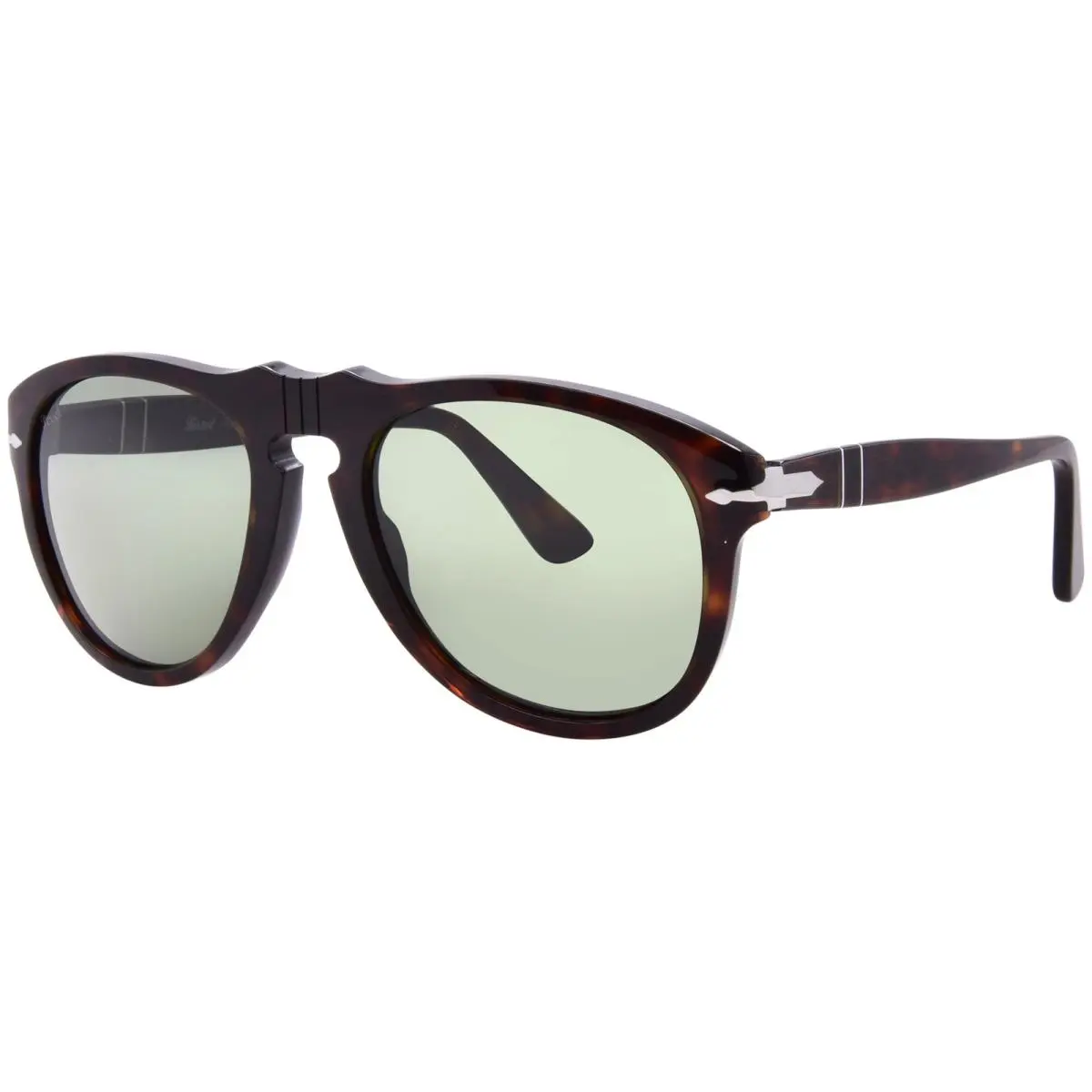 Persol 649 - Original 649 - 54-20-140mm Sunglasses with Havana Frame and Green - Frame: Brown, Lens: Green