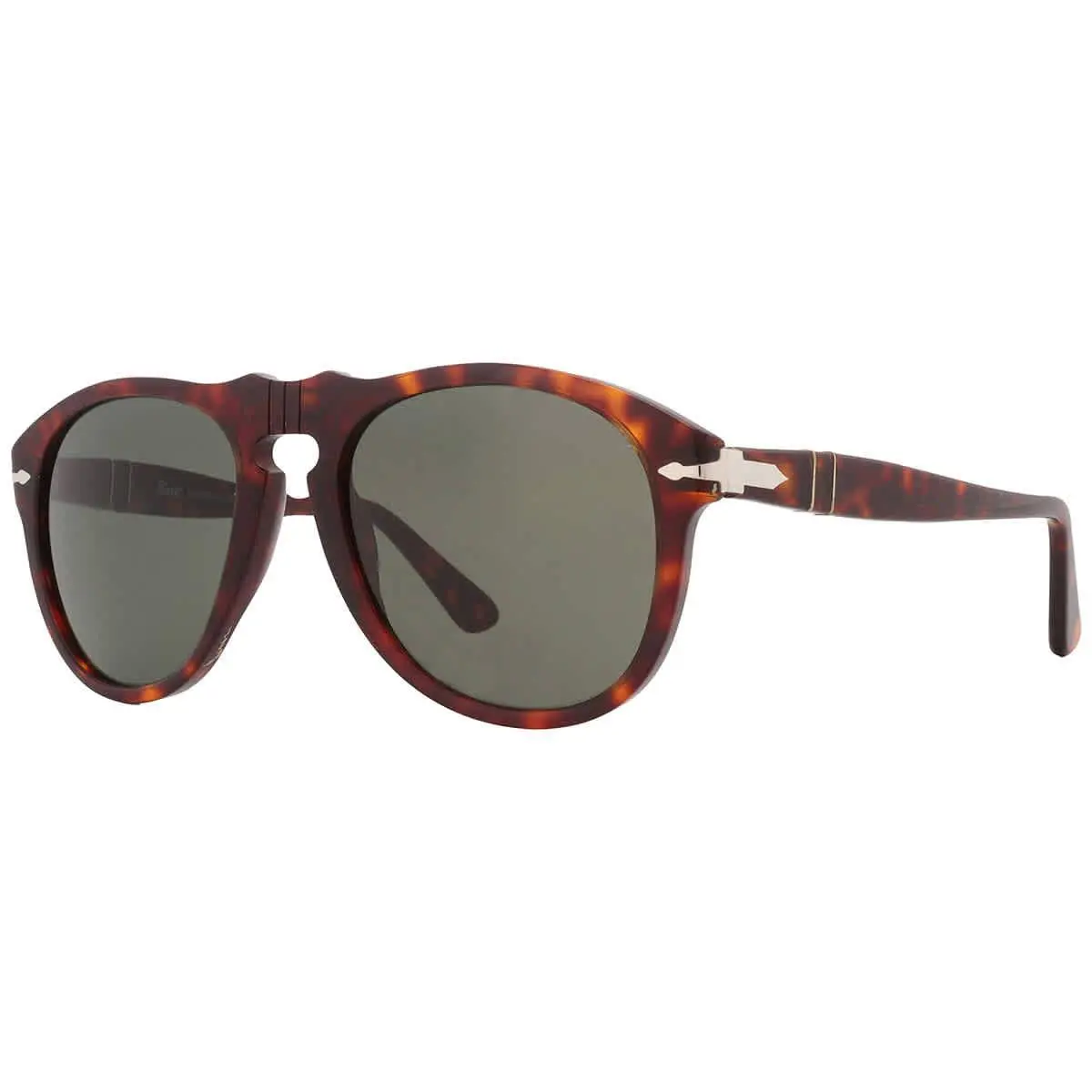 Persol PO0649 24/31 54 Havana Green Pilot Mens Sunglasses 54 mm - Frame: Brown, Lens: Green