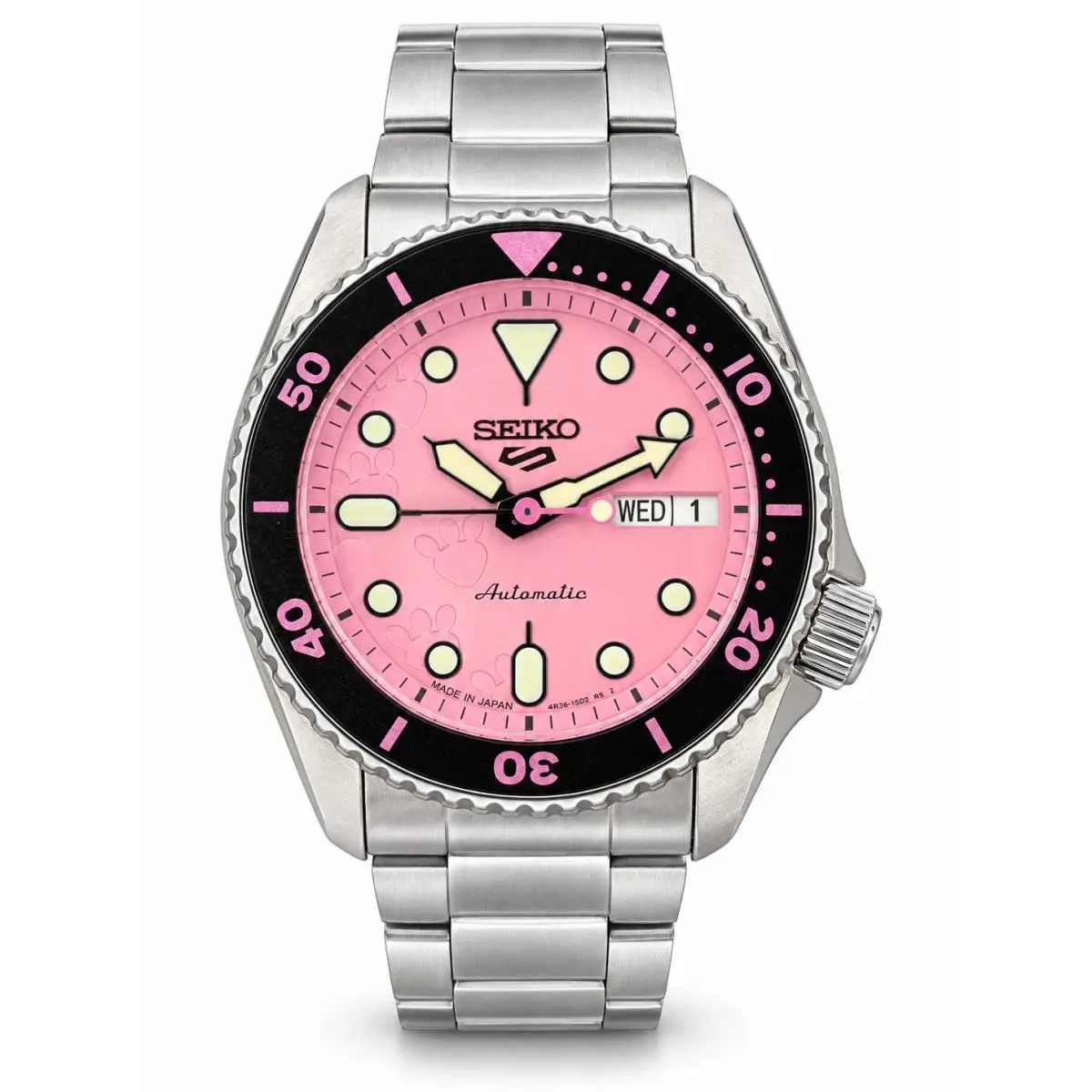 5 Sports Skx Series Pink Panther 38mm Pink Dial Watch SRPM07 by Seiko
