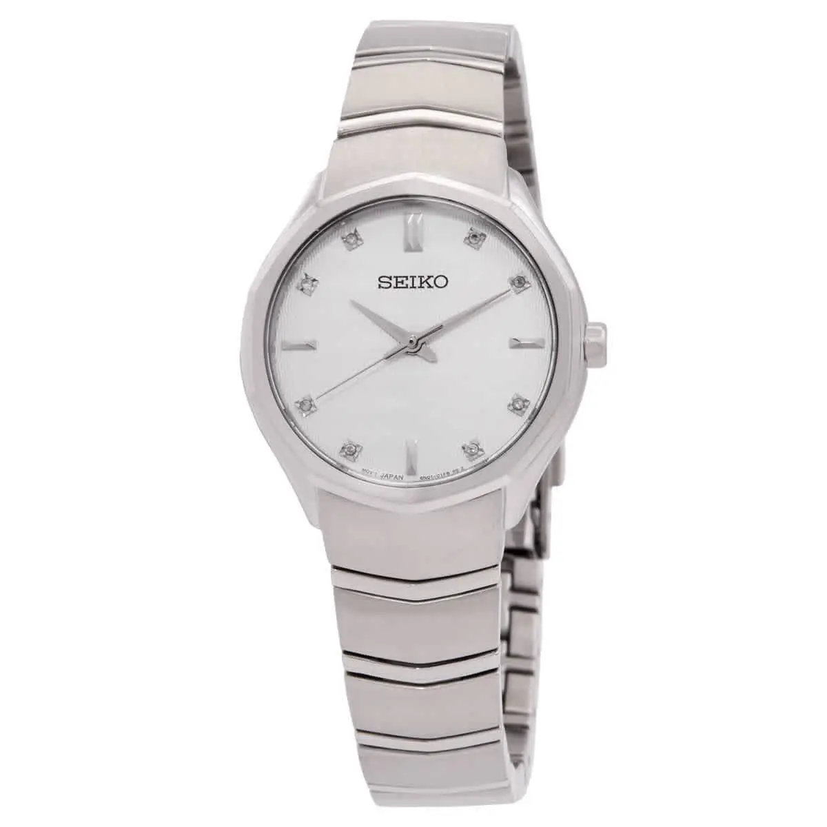 Seiko SUR615P1 Classic White Dial 30 mm Women`s Watch - Silver-tone, Dial: White, Band: Silver-tone
