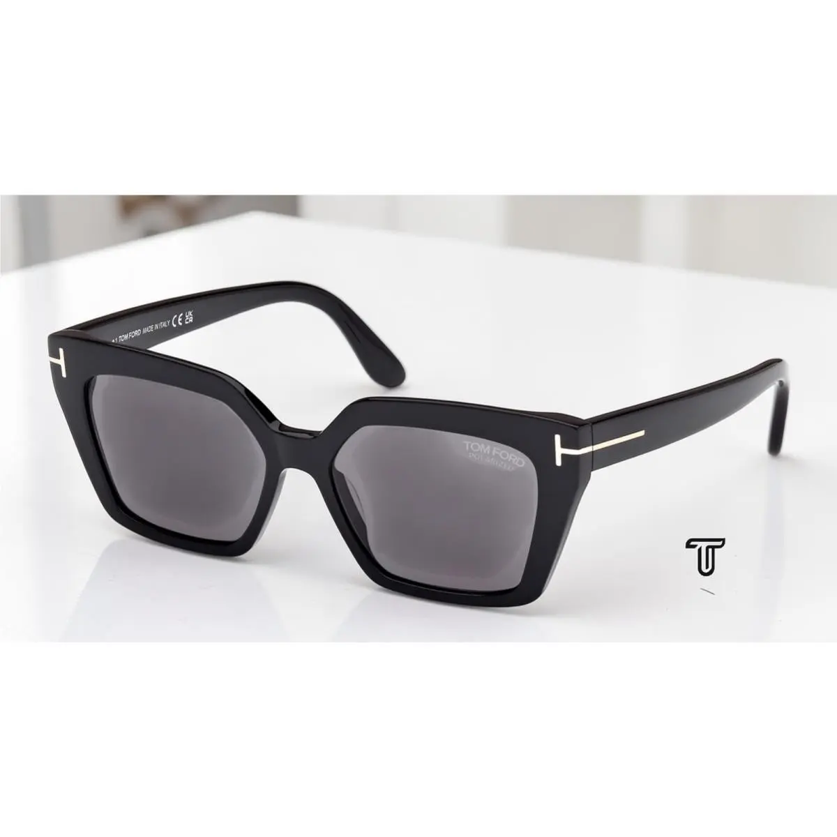 FT1030 01D Winona Shiny Black Smoke Polarized 53 mm Women`s Sunglasses by Tom Ford