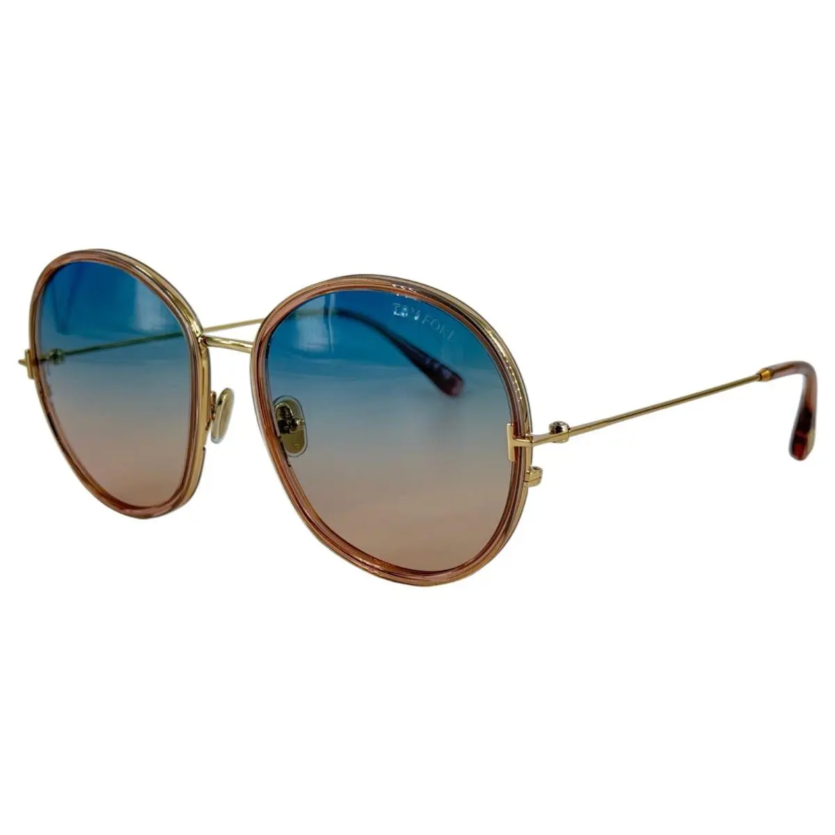 Tom Ford TF946 Hunter Womens Metal Sunglass 72W Light Pink 58-18 Blue To Pink