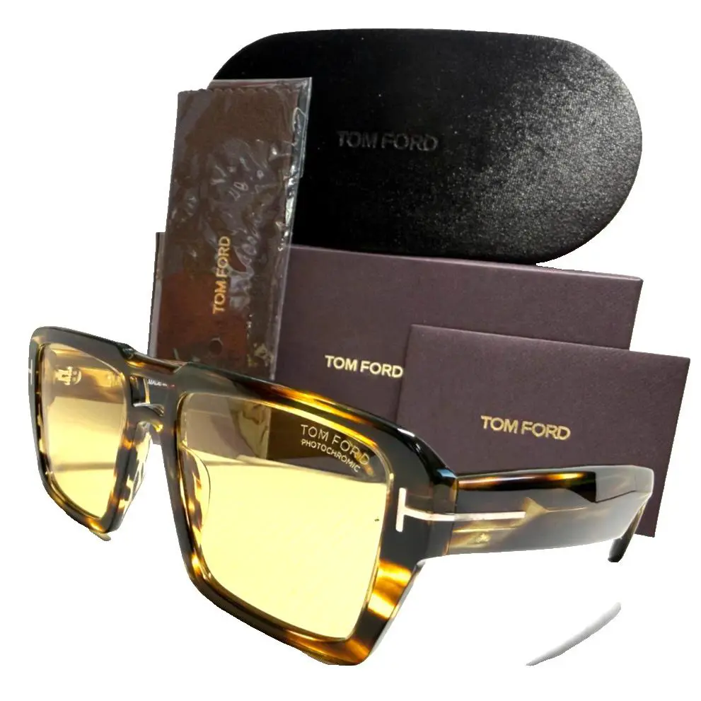 Tom Ford Redford TF1153 52E Drk Havana/yellow Photochromic Lens Sunglasses 56-19