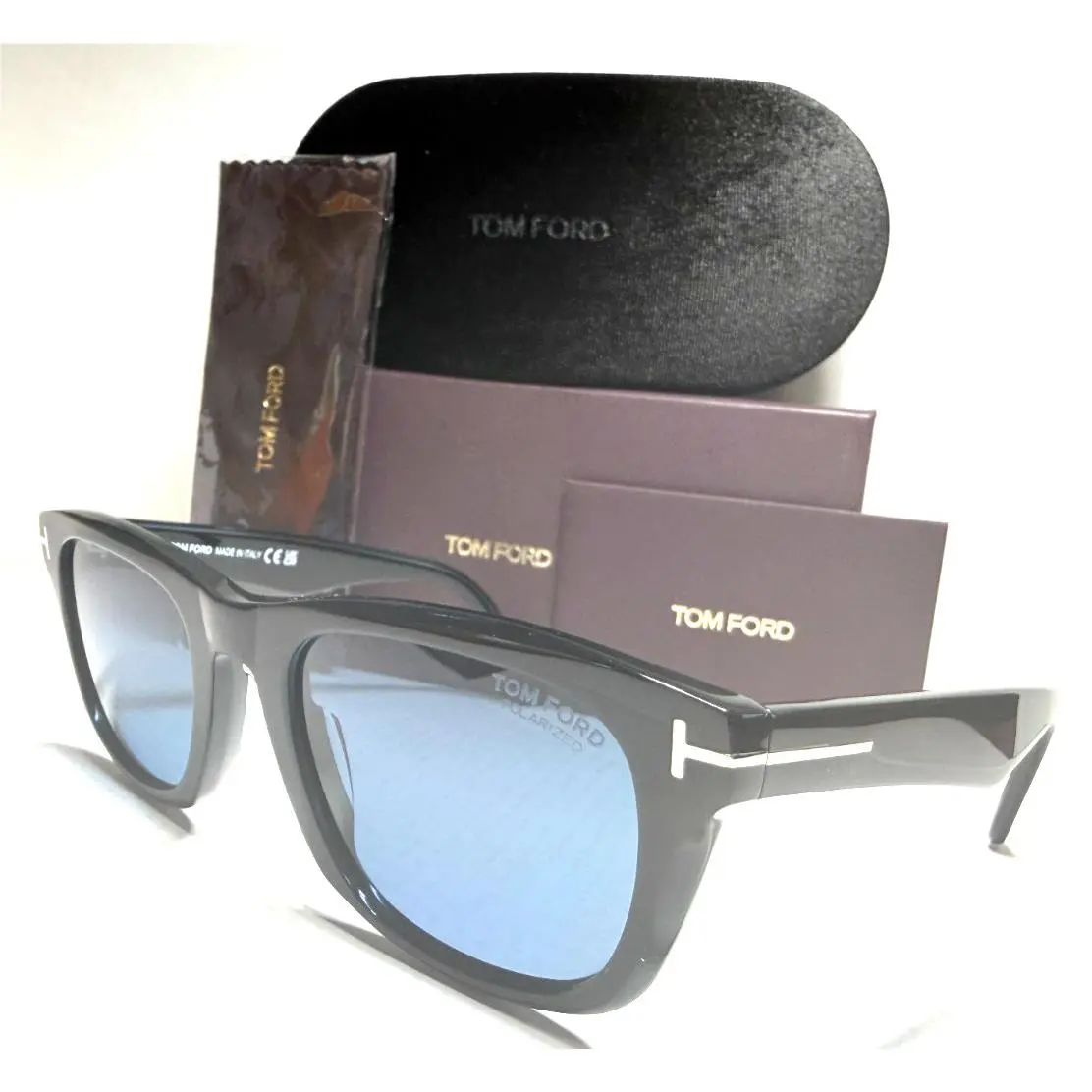 Tom Ford Kendel TF1076 01M Shiny Black /blue Polarized Lens Sunglasses 54-22
