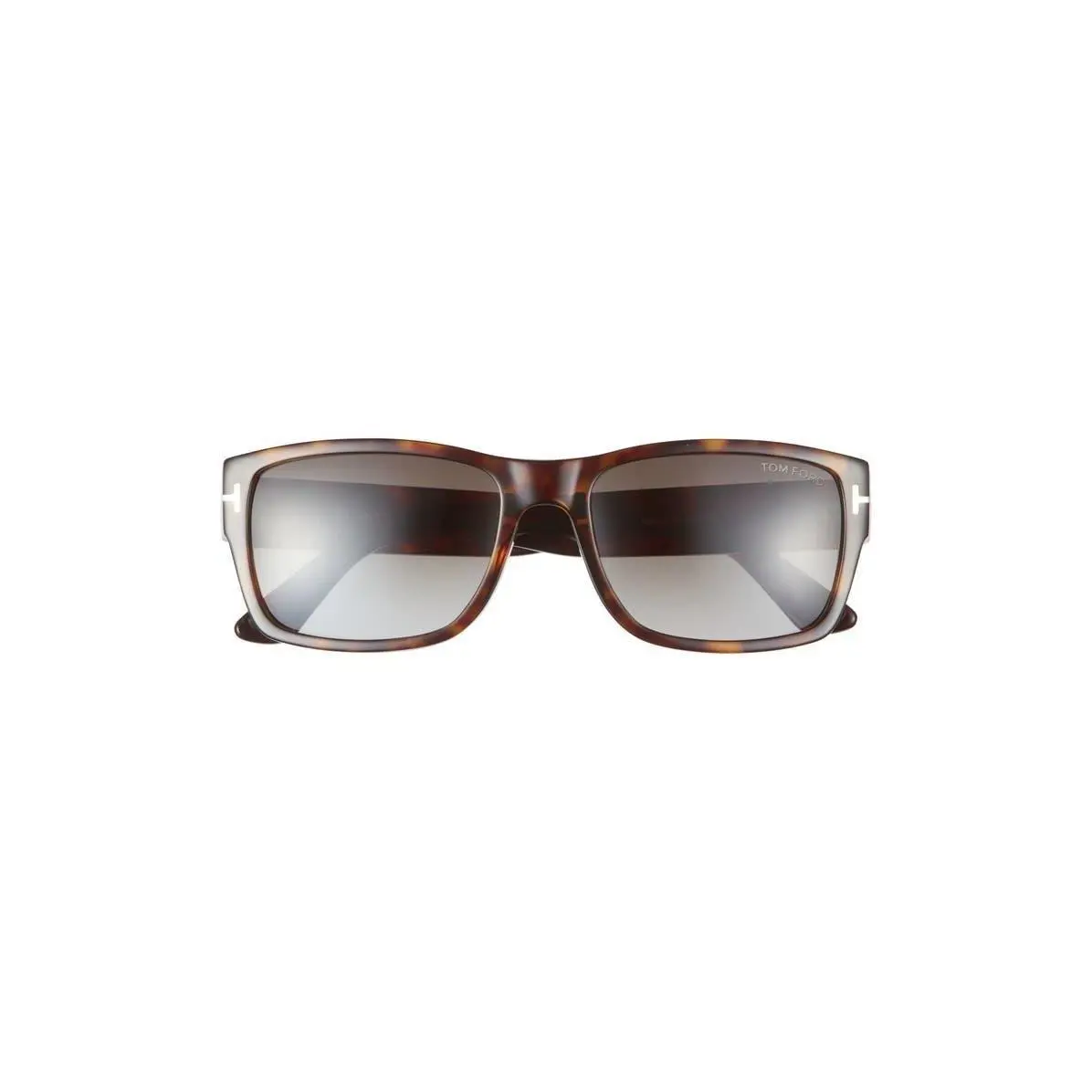 Tom Ford Men 56mm Rectangle Sunglasses Dark Havana / Smoke