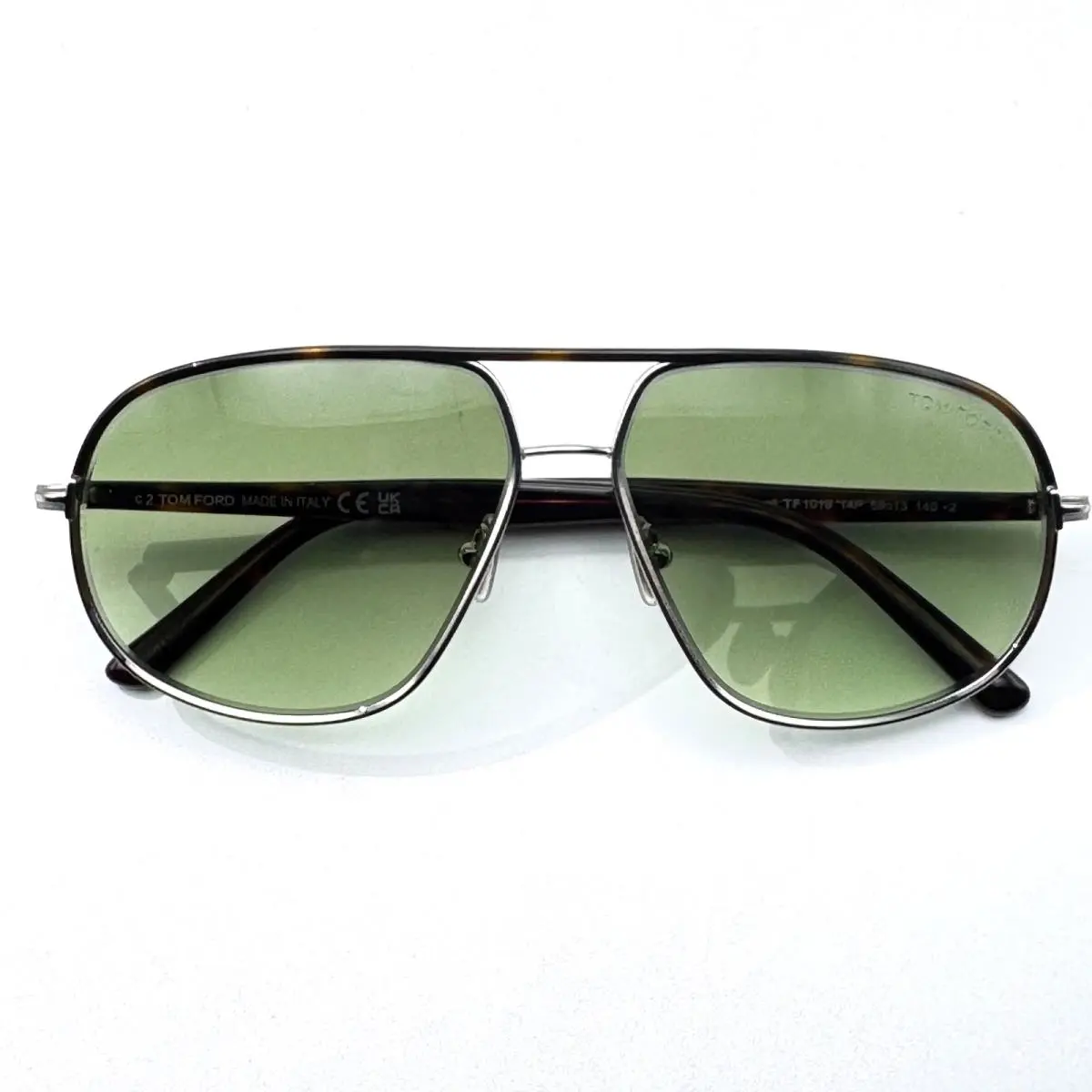 Sunglasses Maxwell TF1019 14P Havanna Ruthenium Aviator Green Lens 59mm by Tom Ford