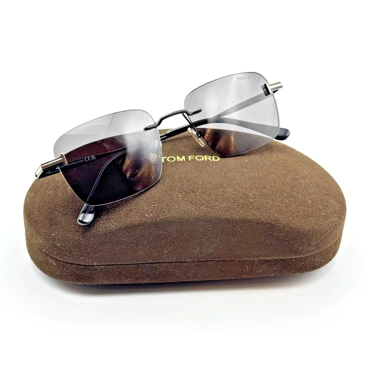 Tom Ford Sunglasses JAKE-02 TF1354 01A Black Rimless Smoke Lens 54-18-145mm