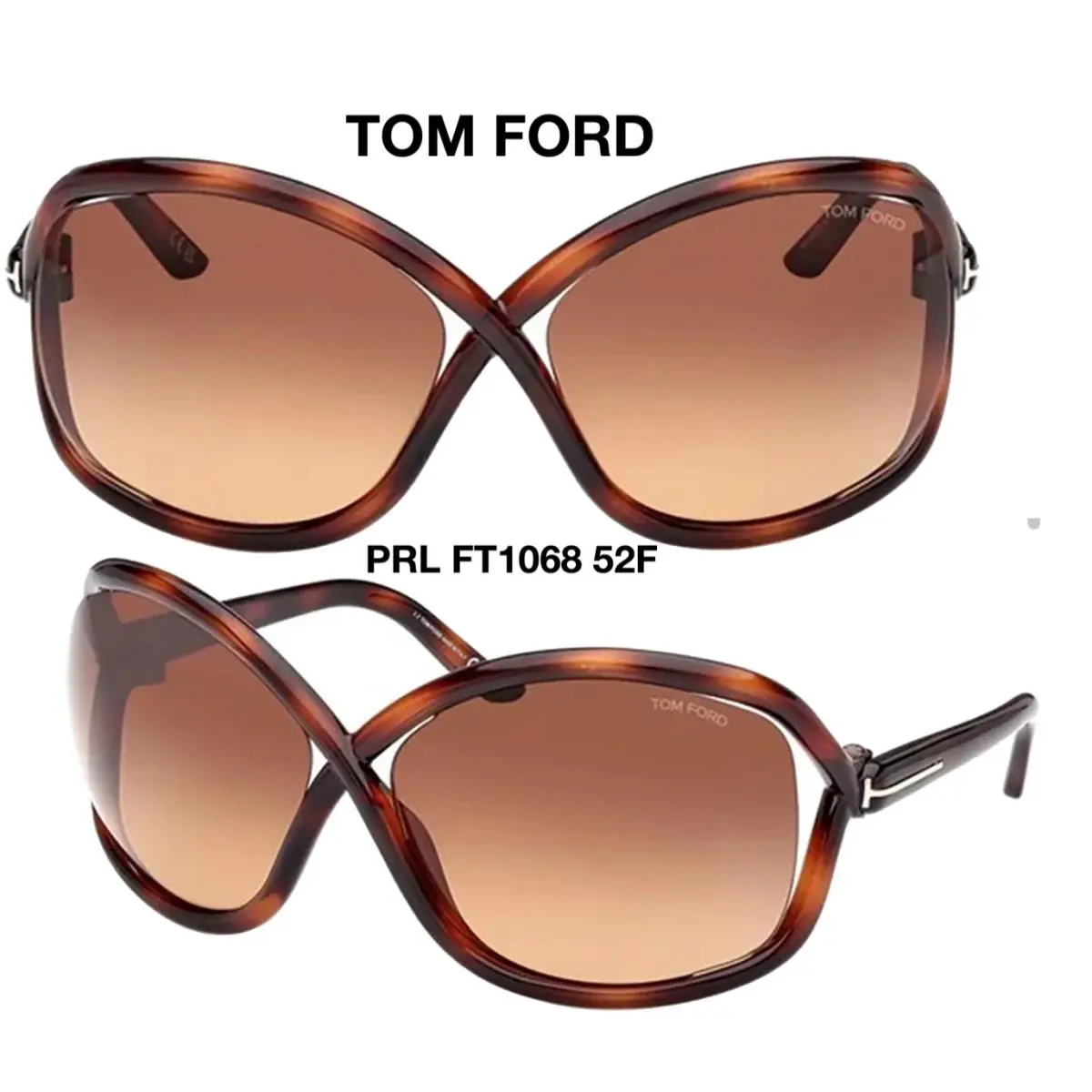 Tom Ford TF1068 52F Bettina Sunglasses FT1068 52F - Frame: Dark Havana, Lens: Brown