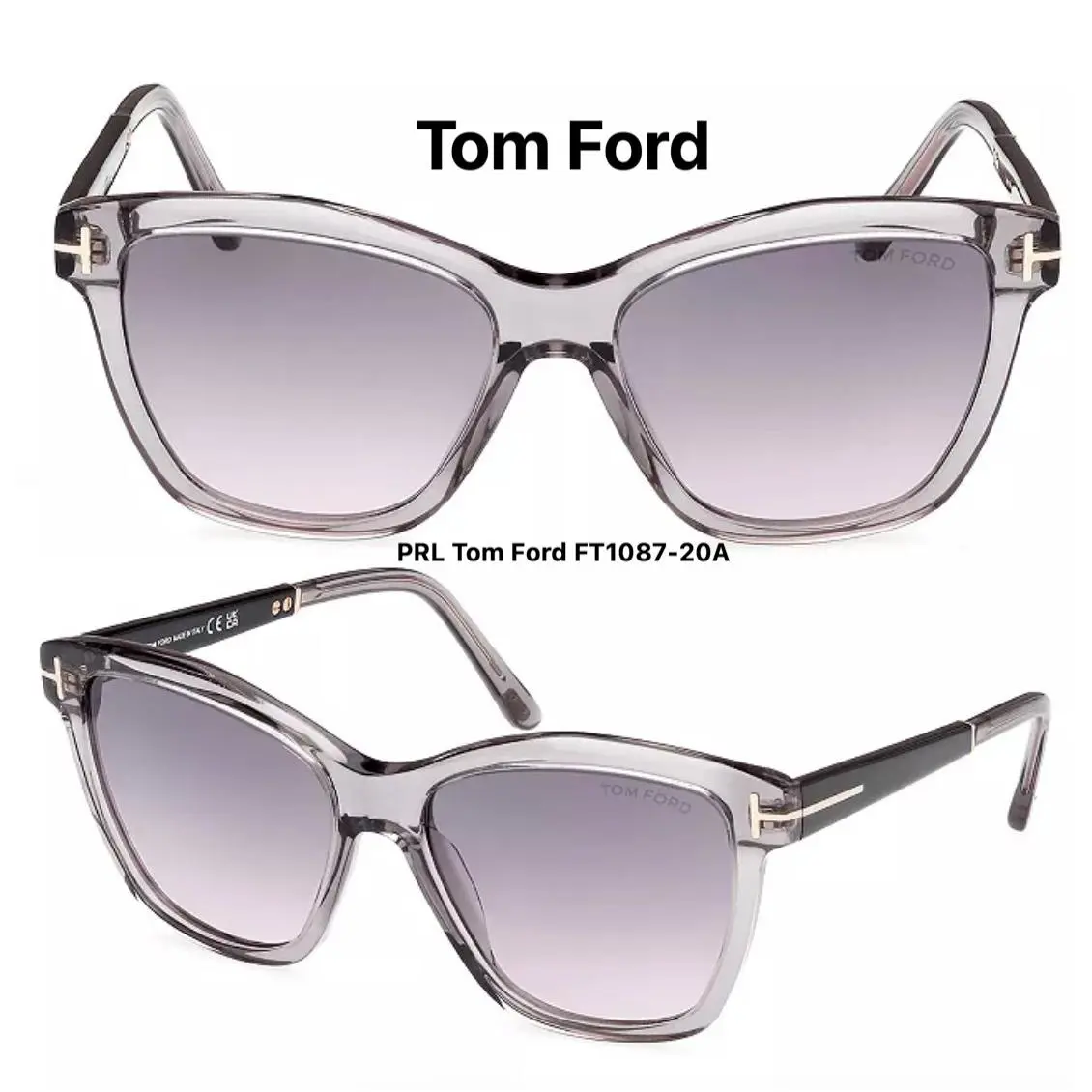 Tom Ford TF1087 20A Lucia Sunglasses FT1087 20A - Frame: Gray, Lens: Smoke